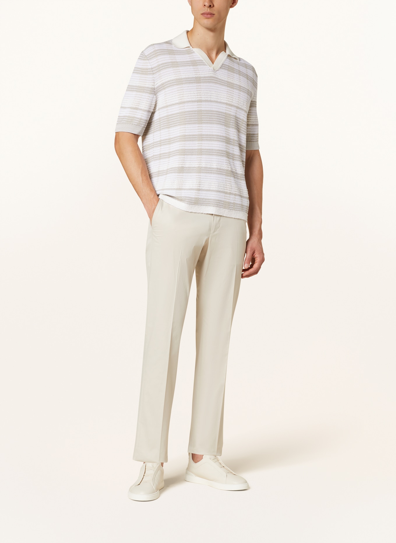 ZEGNA Knitted polo shirt, Color: WHITE/ ECRU/ TAUPE (Image 2)