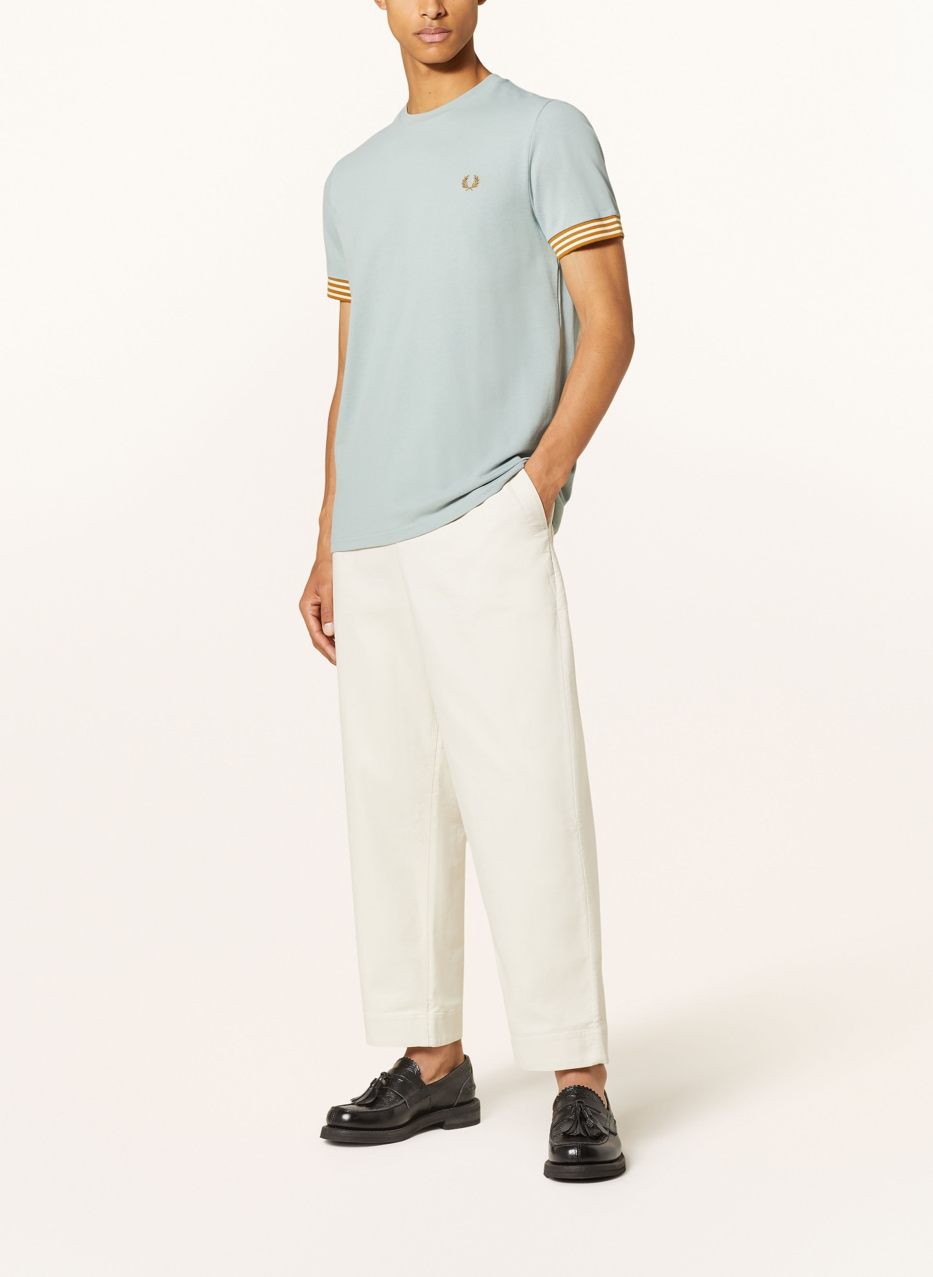 FRED PERRY Piqué T-shirt, Color: LIGHT BLUE (Image 2)