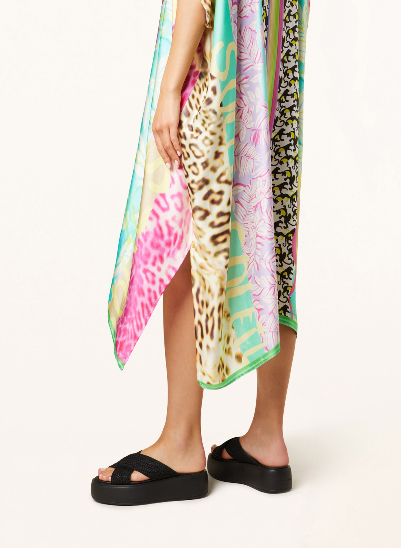 yippie hippie Sukienka letnia typu kaftan, Kolor: TURKUSOWY/ ŻÓŁTY/ MOCNORÓŻOWY (Obrazek 4)