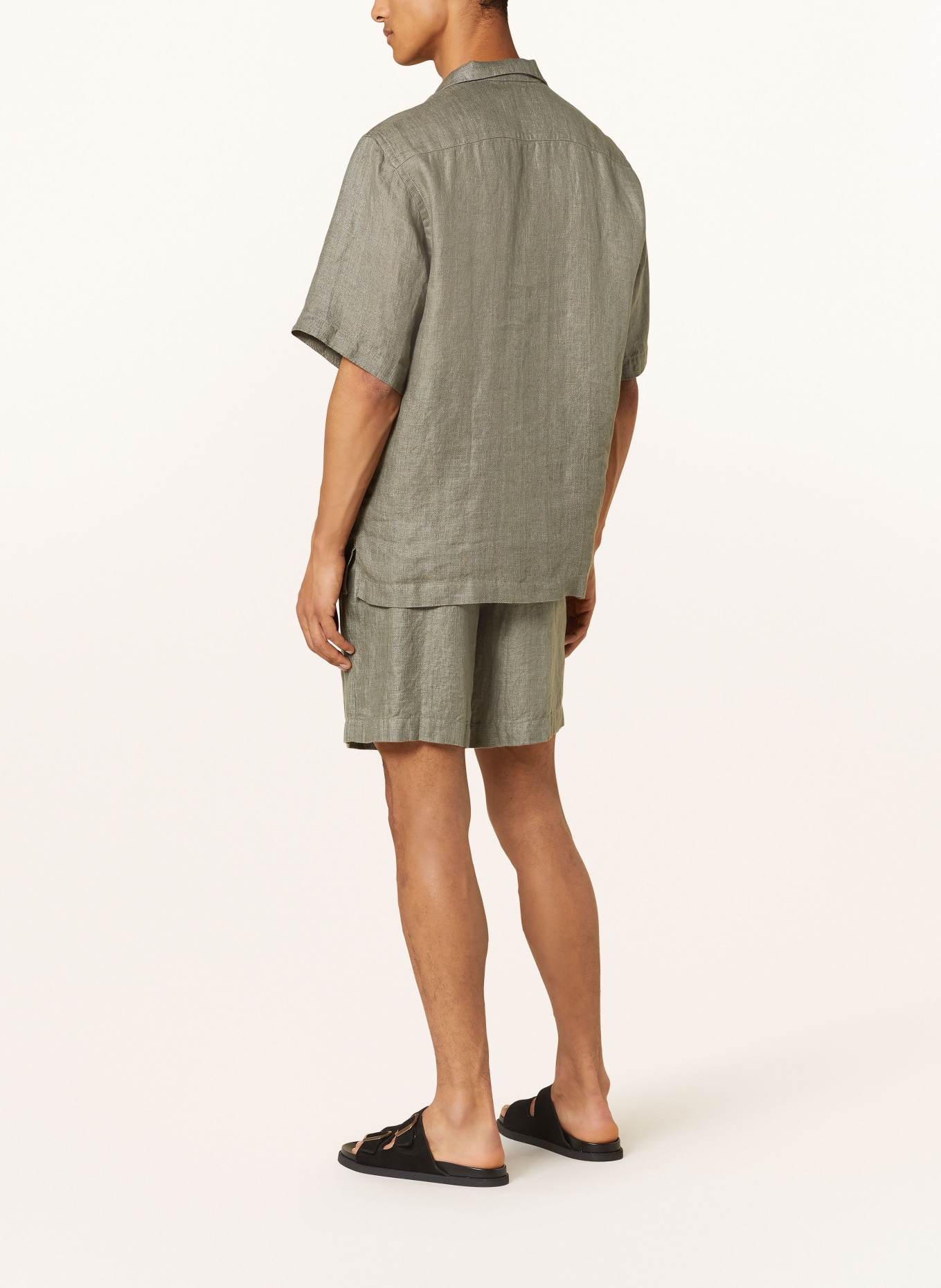ETON Linen shorts, Color: GREEN (Image 3)
