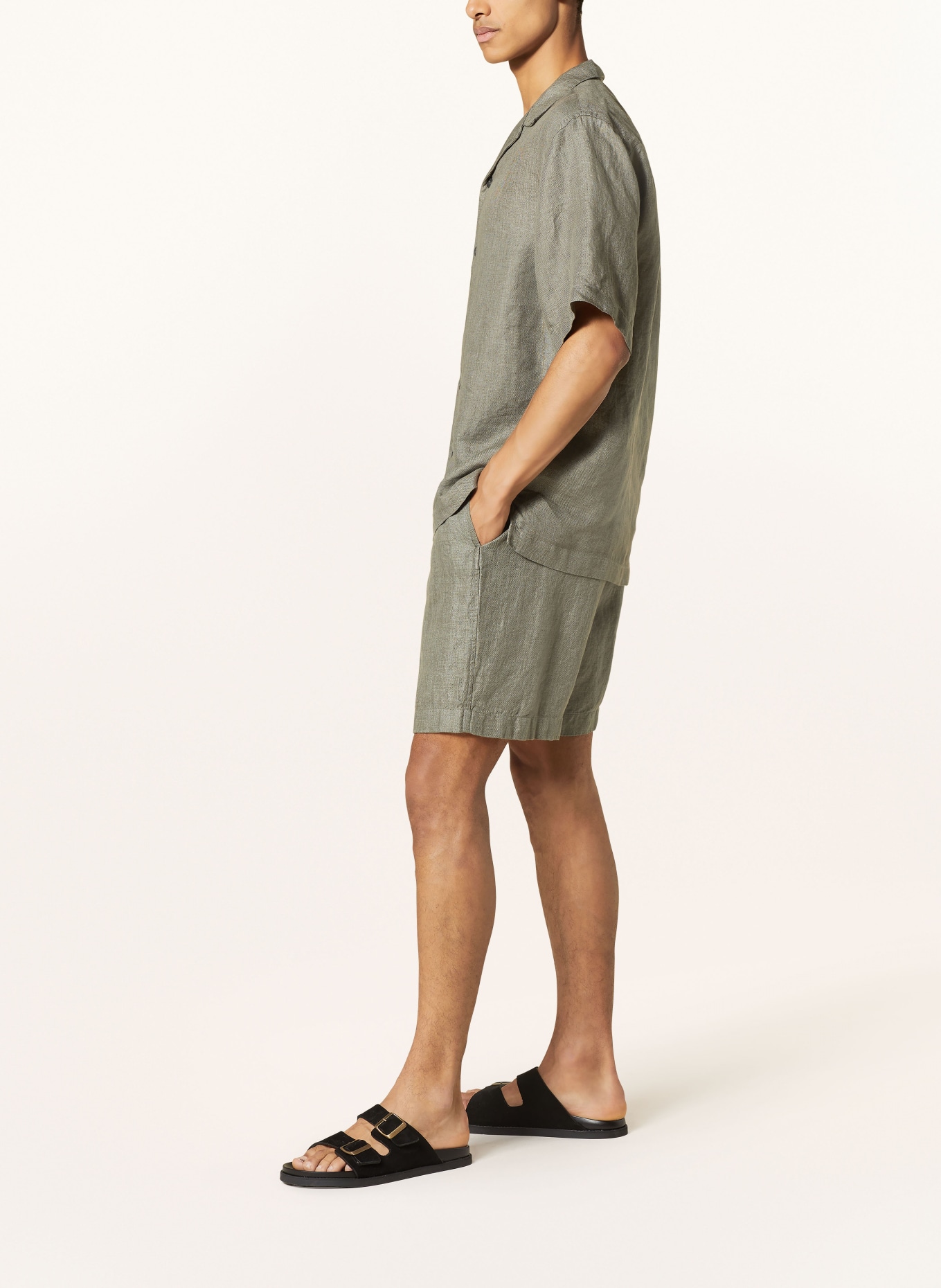 ETON Linen shorts, Color: GREEN (Image 4)