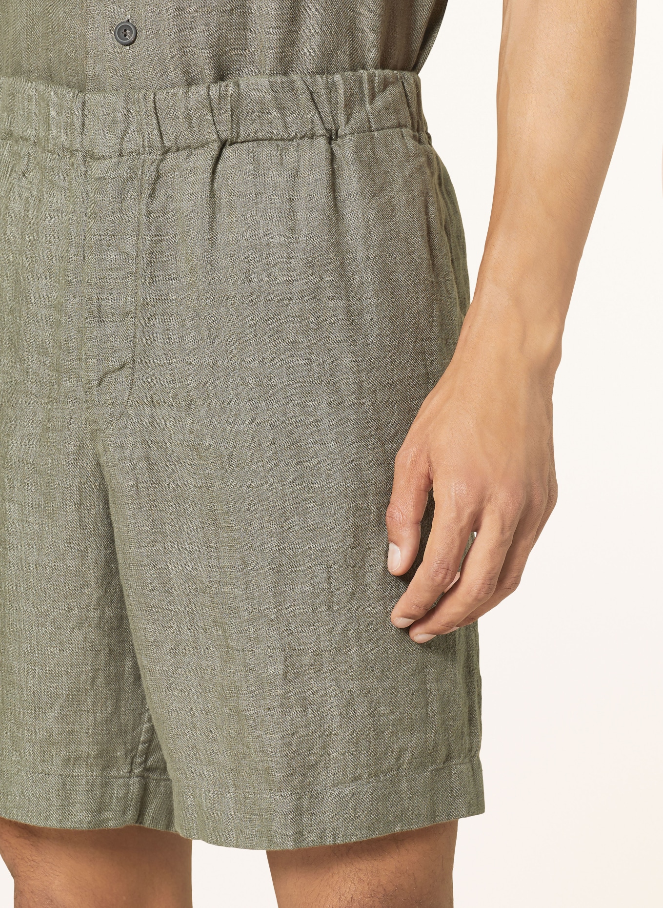 ETON Linen shorts, Color: GREEN (Image 5)