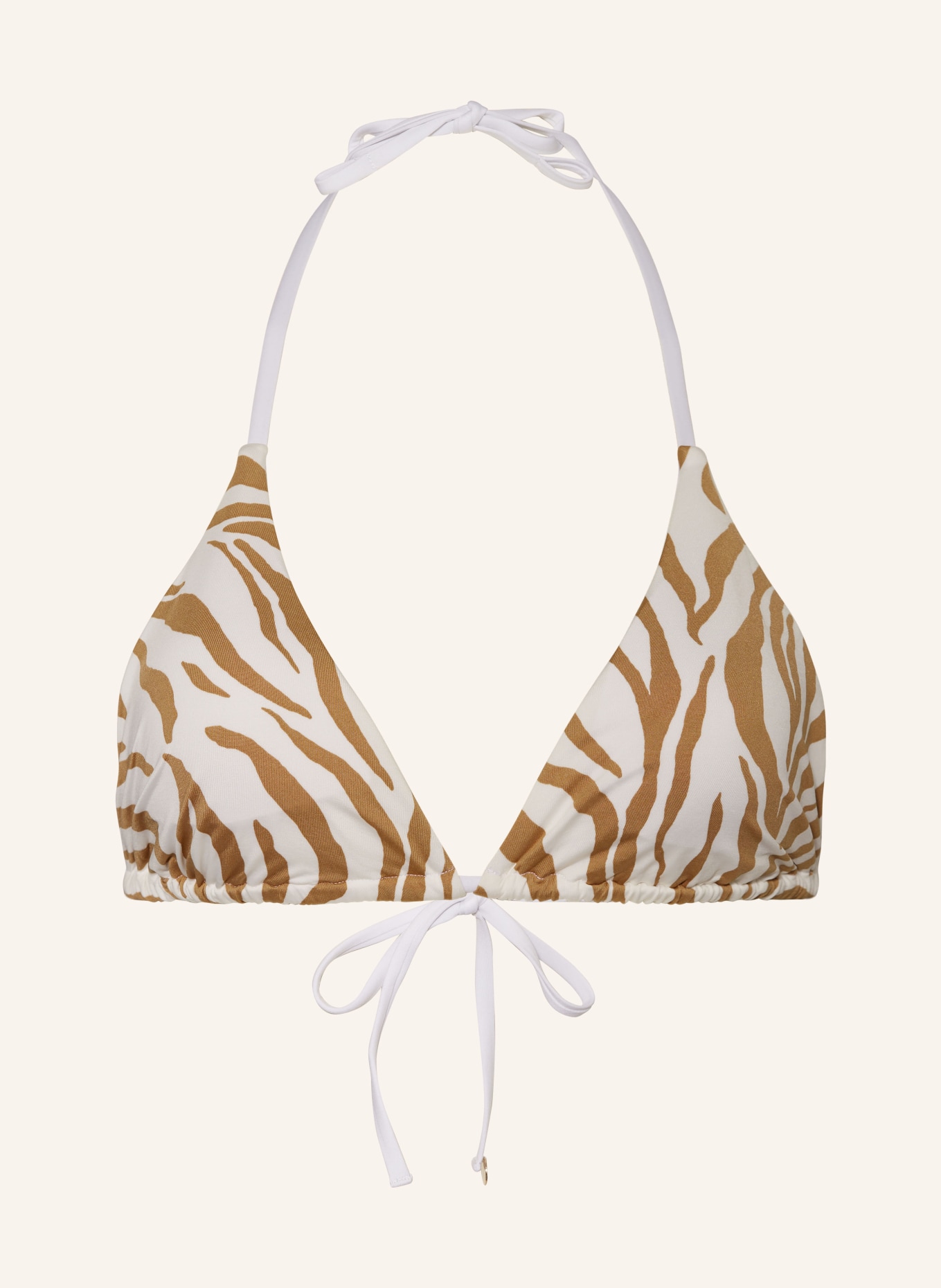 Max Mara BEACHWEAR Triangle bikini top AURORA, Color: WHITE/ BEIGE (Image 1)
