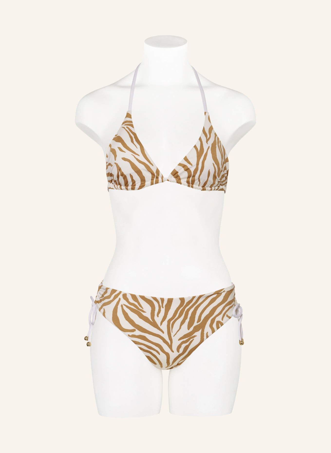 Max Mara BEACHWEAR Triangle bikini top AURORA, Color: WHITE/ BEIGE (Image 2)