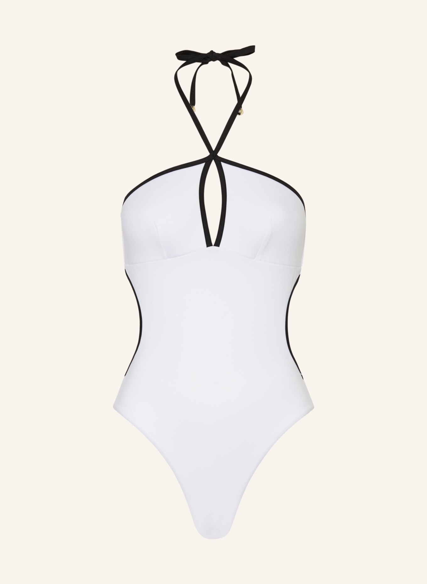 Max Mara BEACHWEAR Halter neck swimsuit CASILDA, Color: WHITE/ BLACK (Image 1)