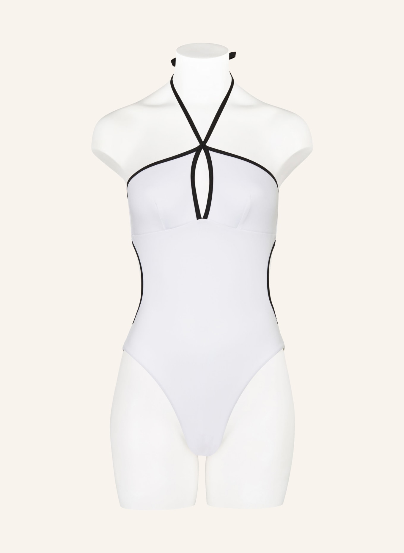Max Mara BEACHWEAR Halter neck swimsuit CASILDA, Color: WHITE/ BLACK (Image 2)