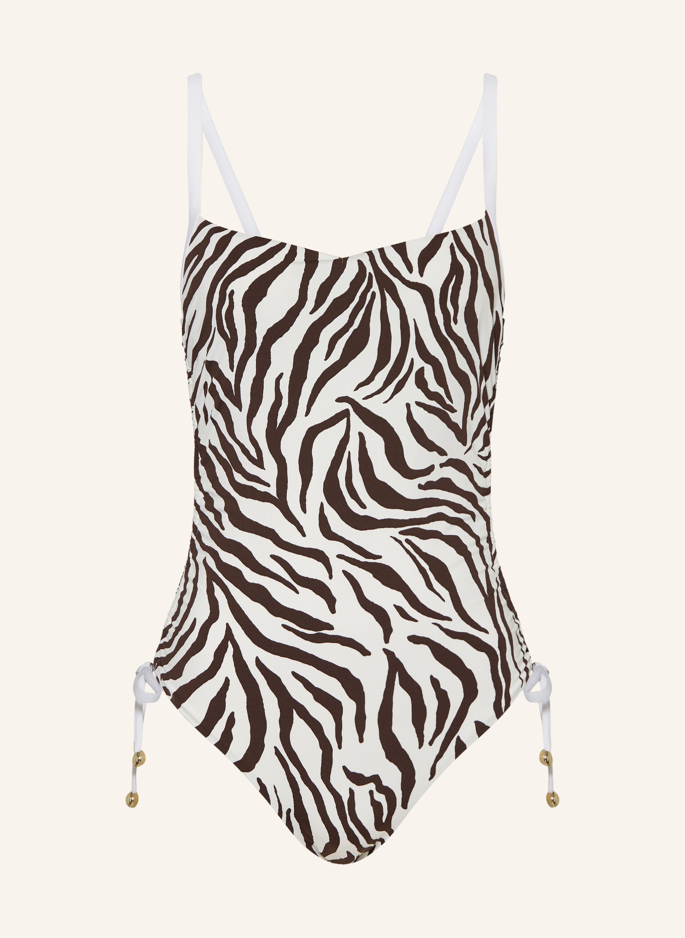 Max Mara BEACHWEAR Underwired swimsuit CASIMIRA, Color: WHITE/ DARK BROWN (Image 1)