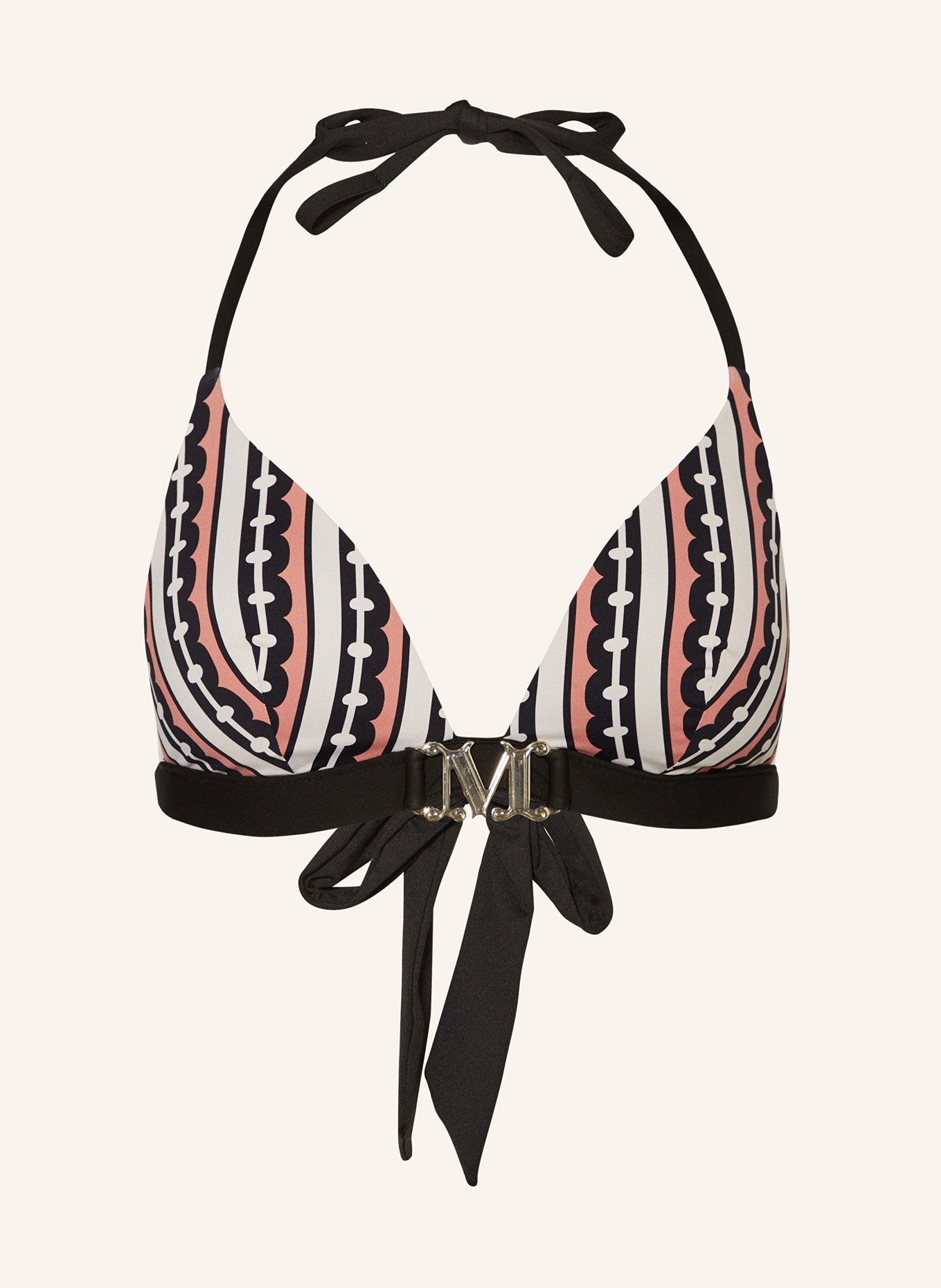 Max Mara BEACHWEAR Triangle bikini top ARLETTE, Color: CREAM/ BLACK/ ROSE (Image 1)