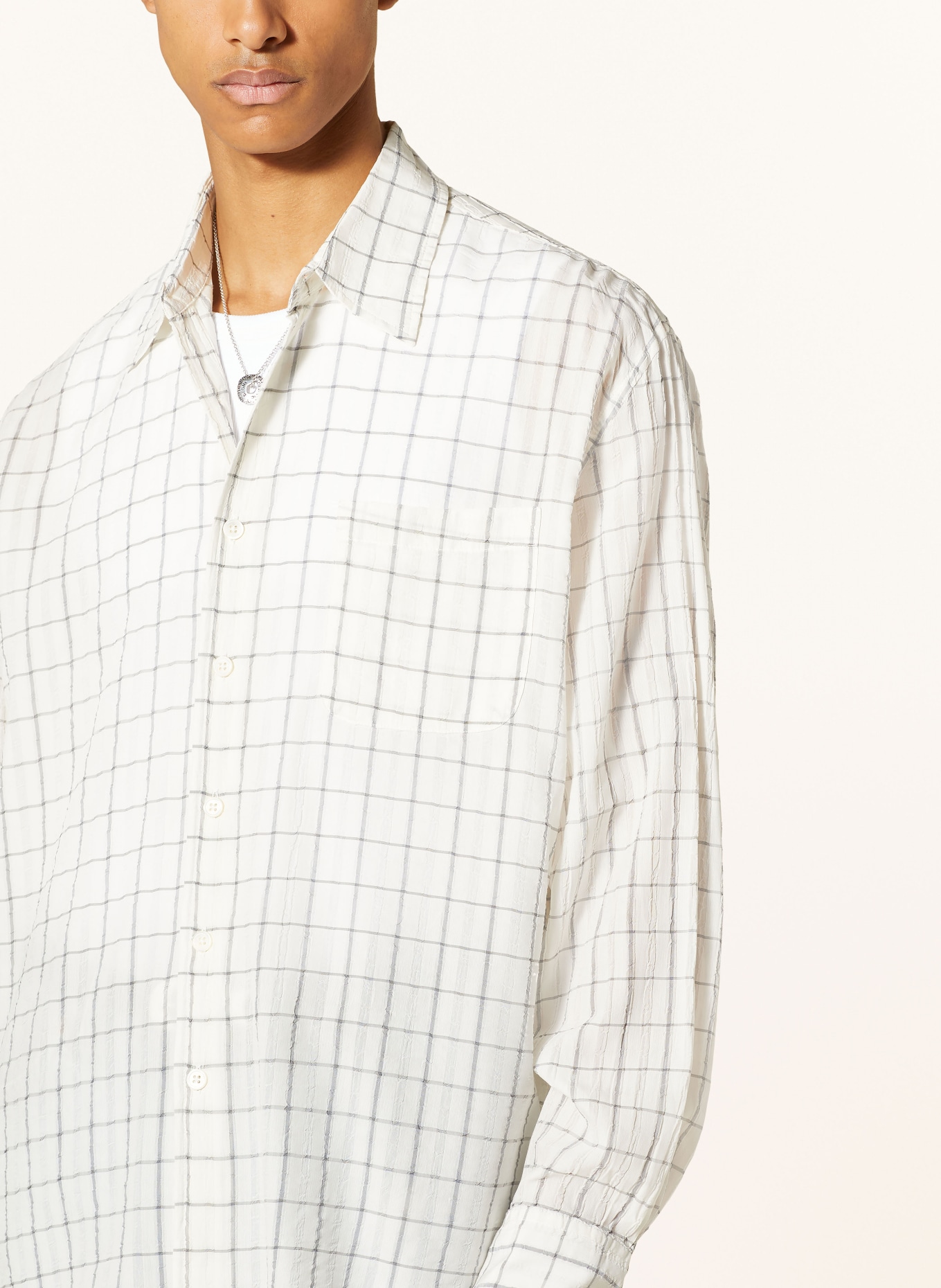 OUR LEGACY Shirt ABOVE comfort fit, Color: ECRU/ LIGHT GRAY (Image 4)