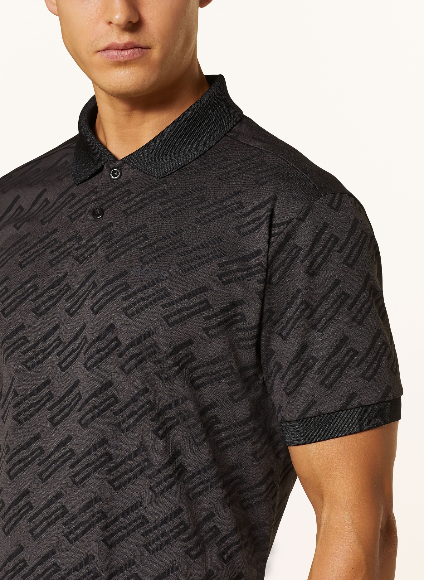 BOSS Jersey polo shirt PIRAX, Color: DARK GRAY/ BLACK (Image 4)