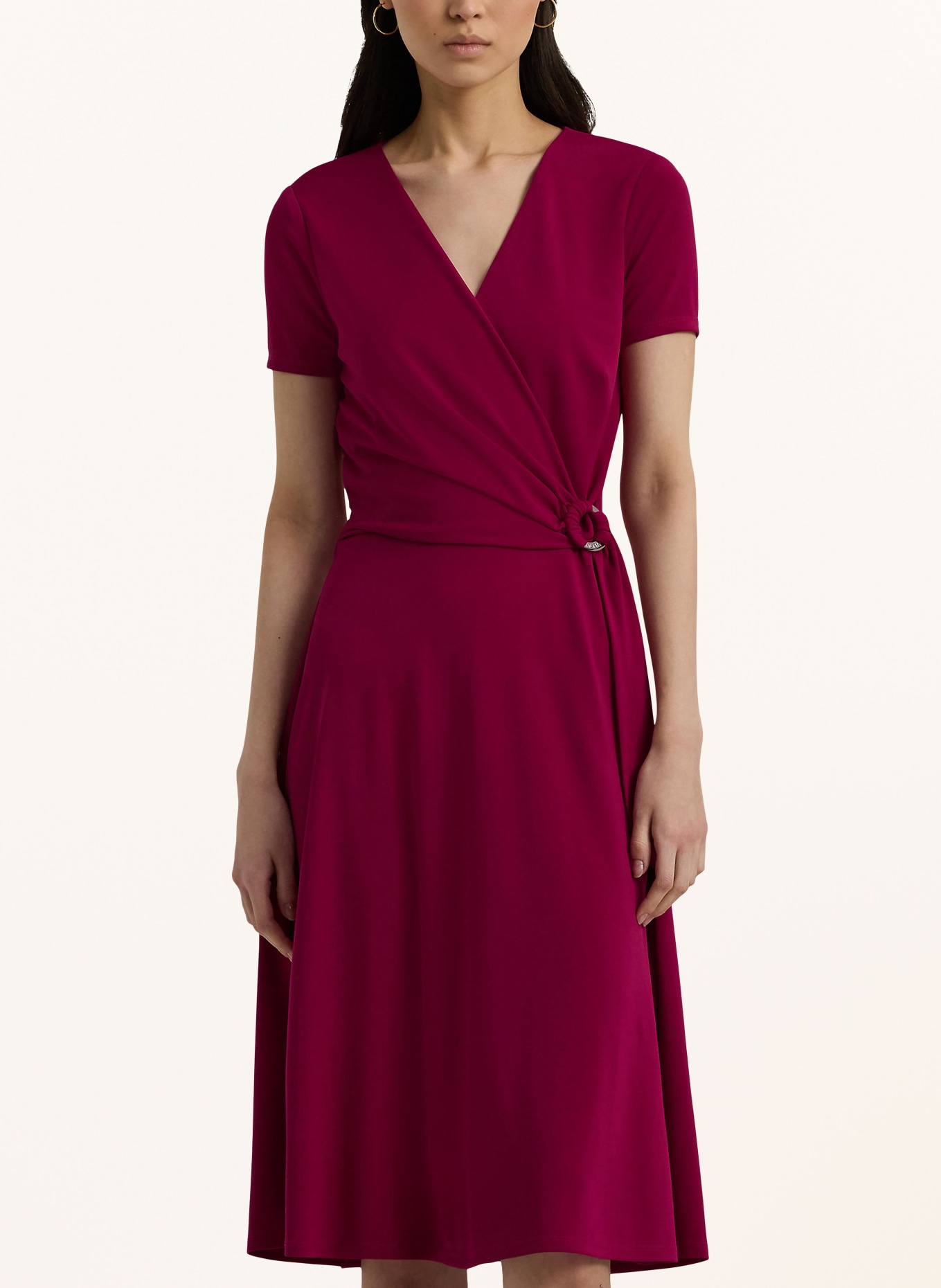 LAUREN RALPH LAUREN Jersey jurk in wikkelstijl: FUCHSIA