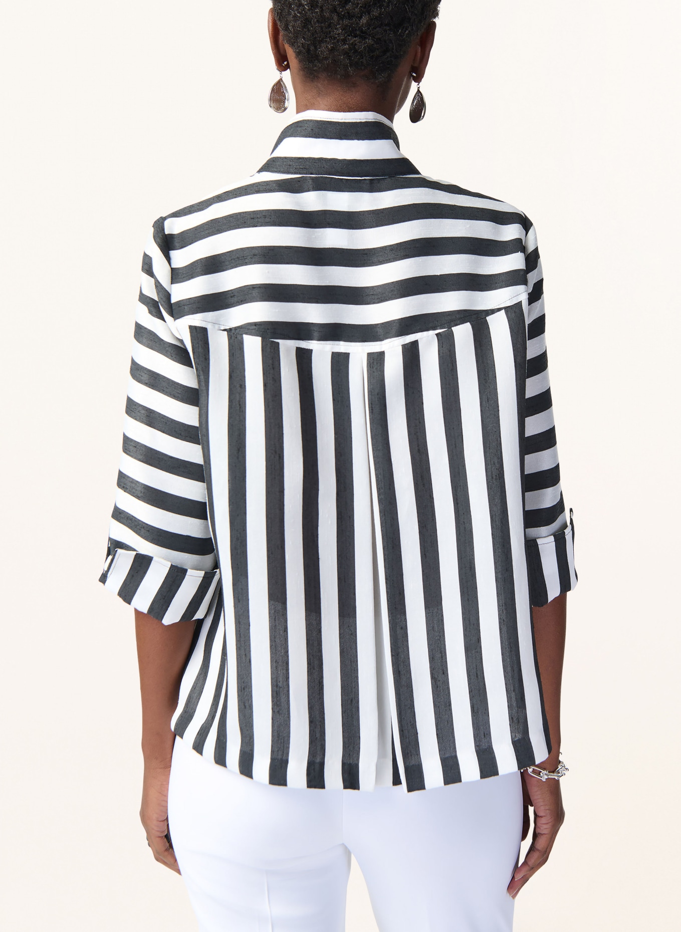 Joseph Ribkoff Boxy jacket with 3/4 sleeves, Color: BLACK/ WHITE (Image 3)