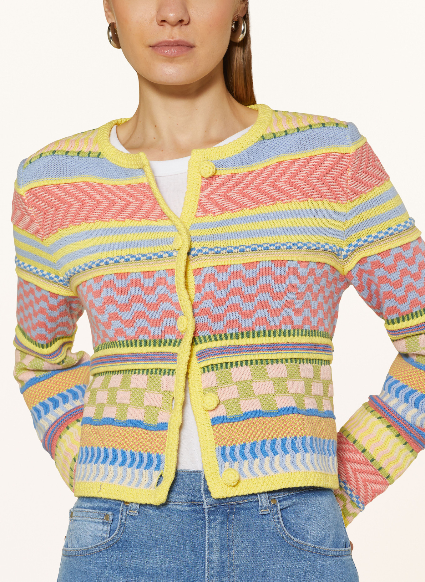 oui Cardigan, Color: YELLOW/ LIGHT GREEN/ LIGHT RED (Image 4)