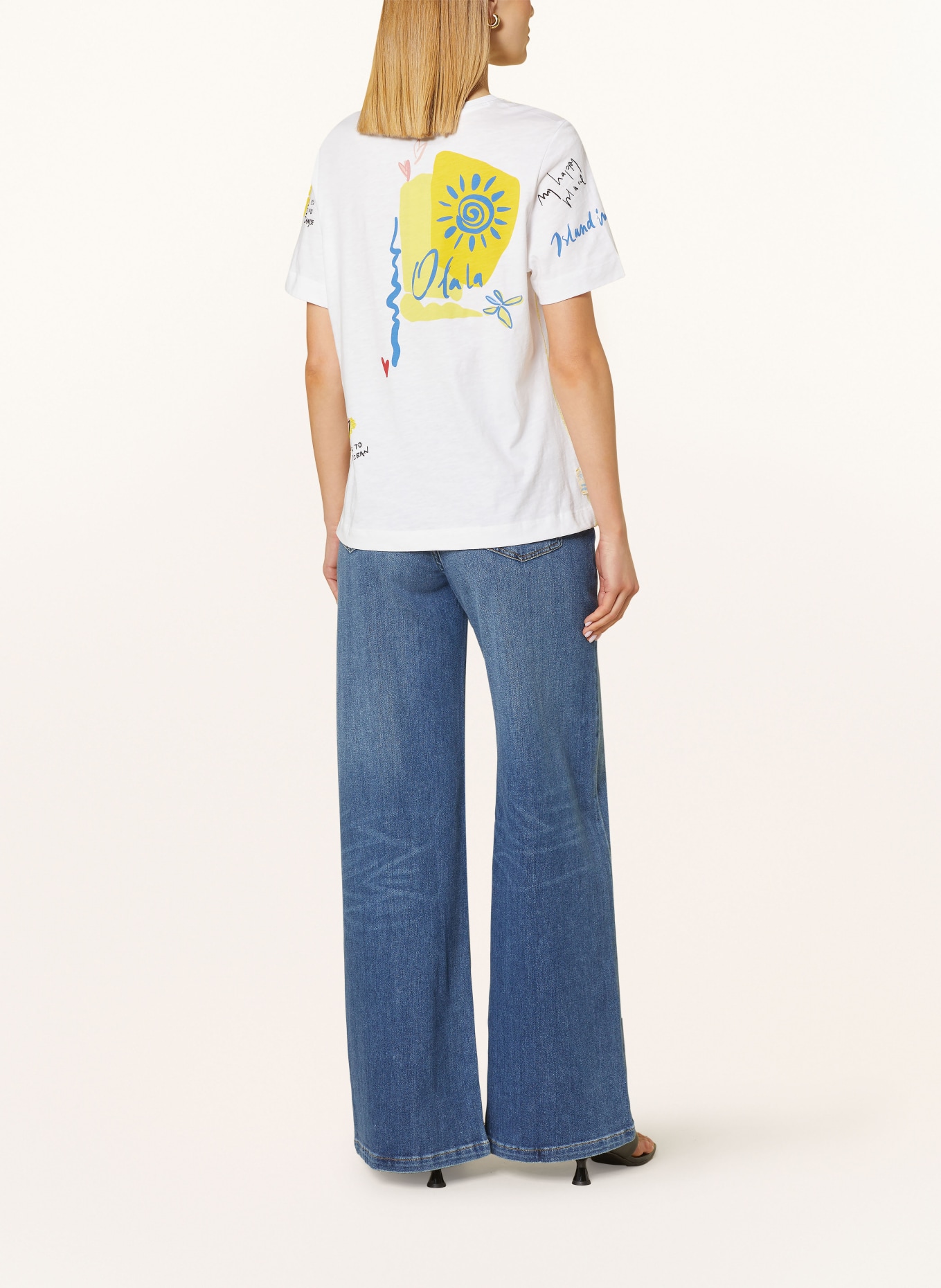 oui T-shirt with sequins, Color: WHITE/ YELLOW/ BLUE (Image 3)
