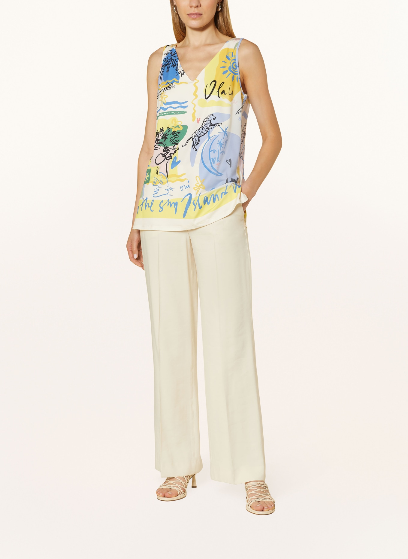 oui Top, Color: CREAM/ YELLOW/ BLUE (Image 2)