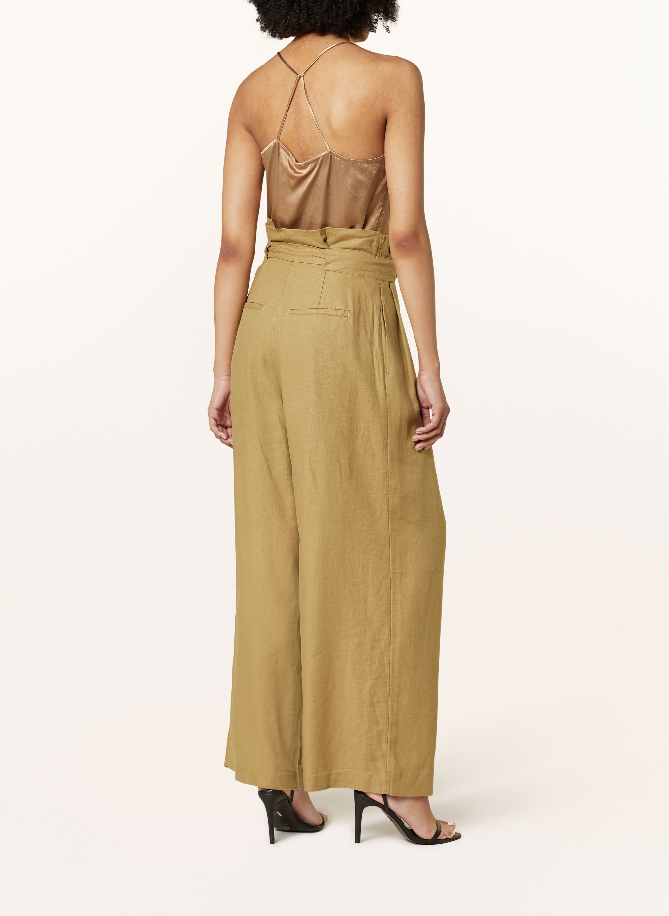 ROUGE VILA Wide leg trousers with linen, Color: KHAKI (Image 3)