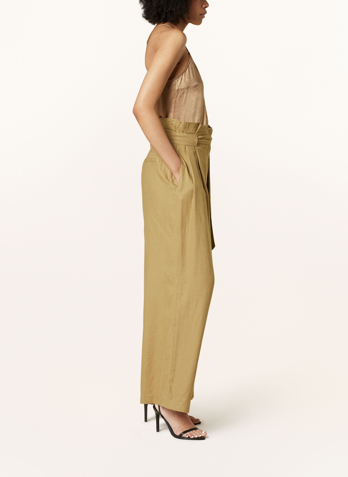 ROUGE VILA Wide leg trousers with linen, Color: KHAKI (Image 4)