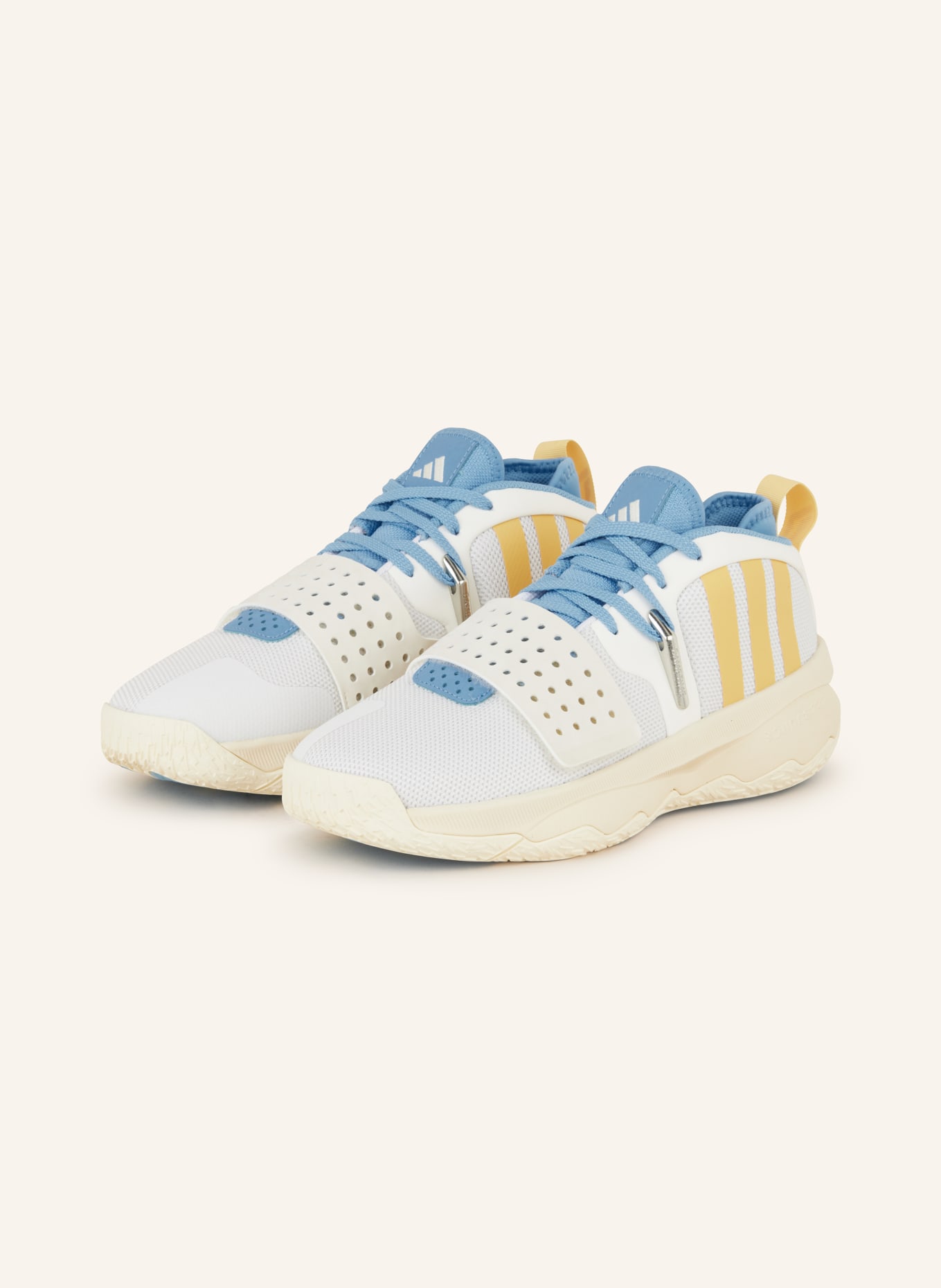 adidas Basketball shoes DAME 8 EXTPLY, Color: WHITE/ LIGHT BLUE/ DARK YELLOW (Image 1)