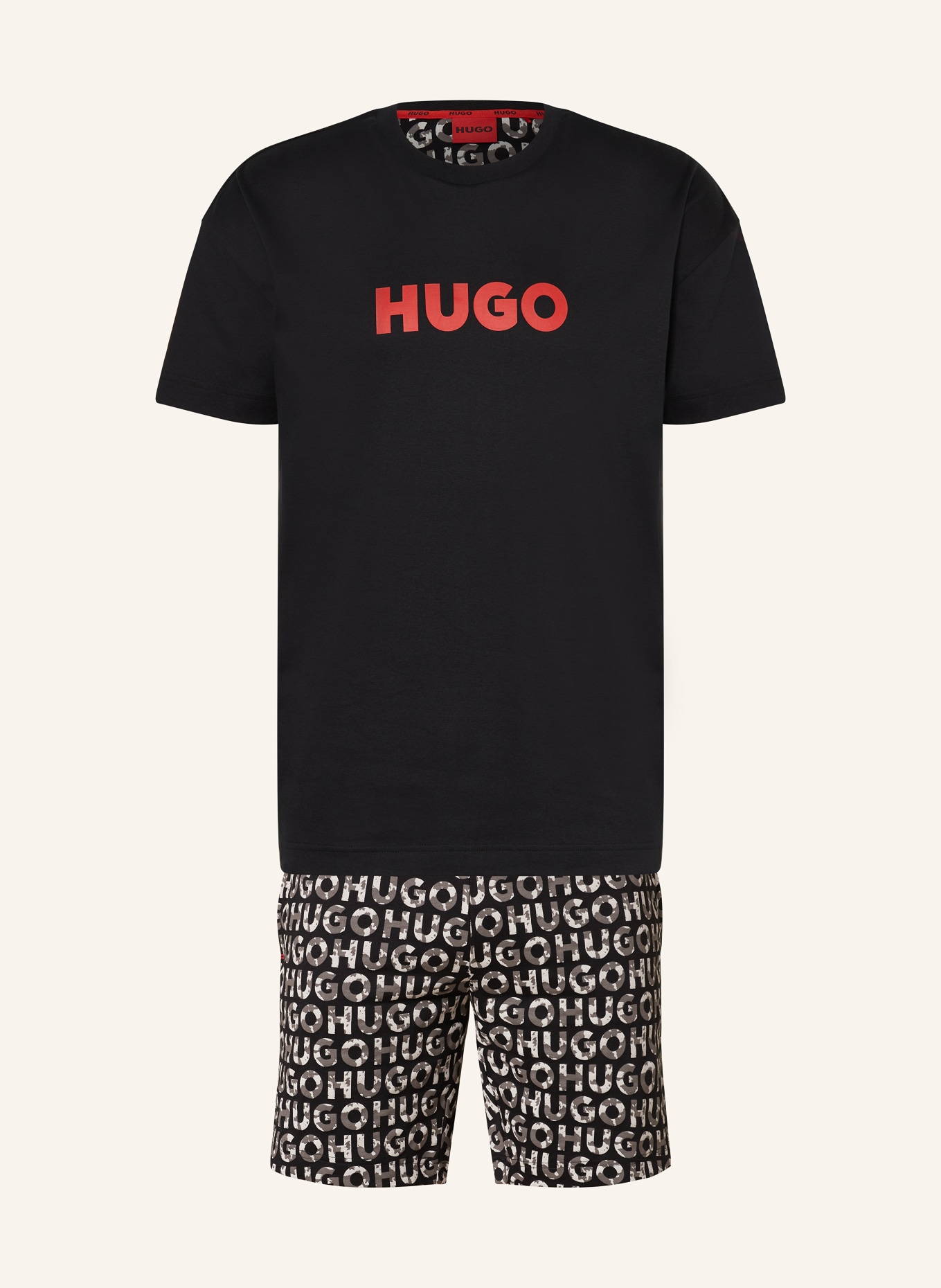 HUGO Shorty-Schlafanzug CAMO LOGO, Farbe: SCHWARZ/ WEISS/ GRAU (Bild 1)