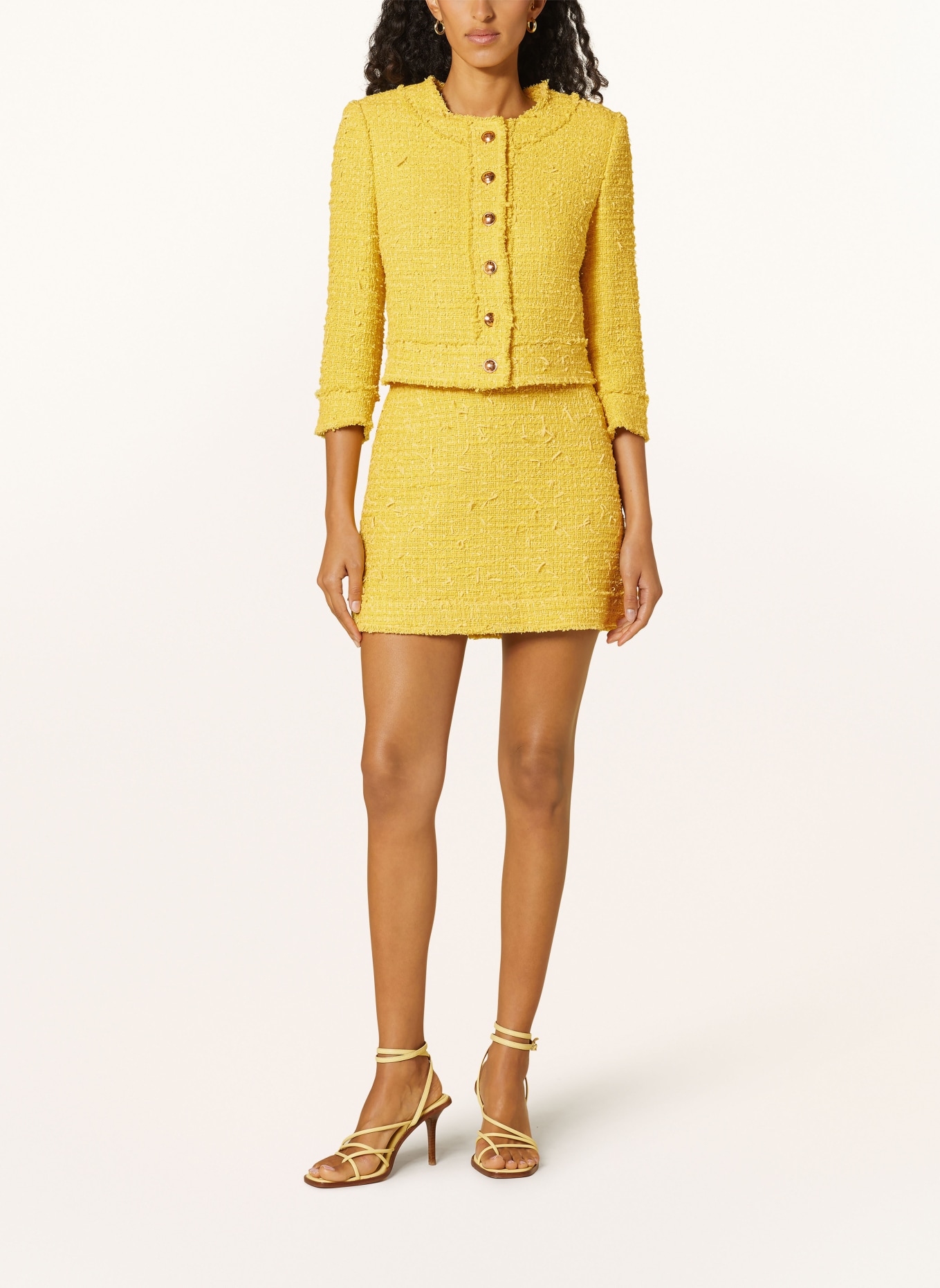 NVSCO Boxy jacket in tweed with 3/4 sleeves, Color: YELLOW (Image 2)