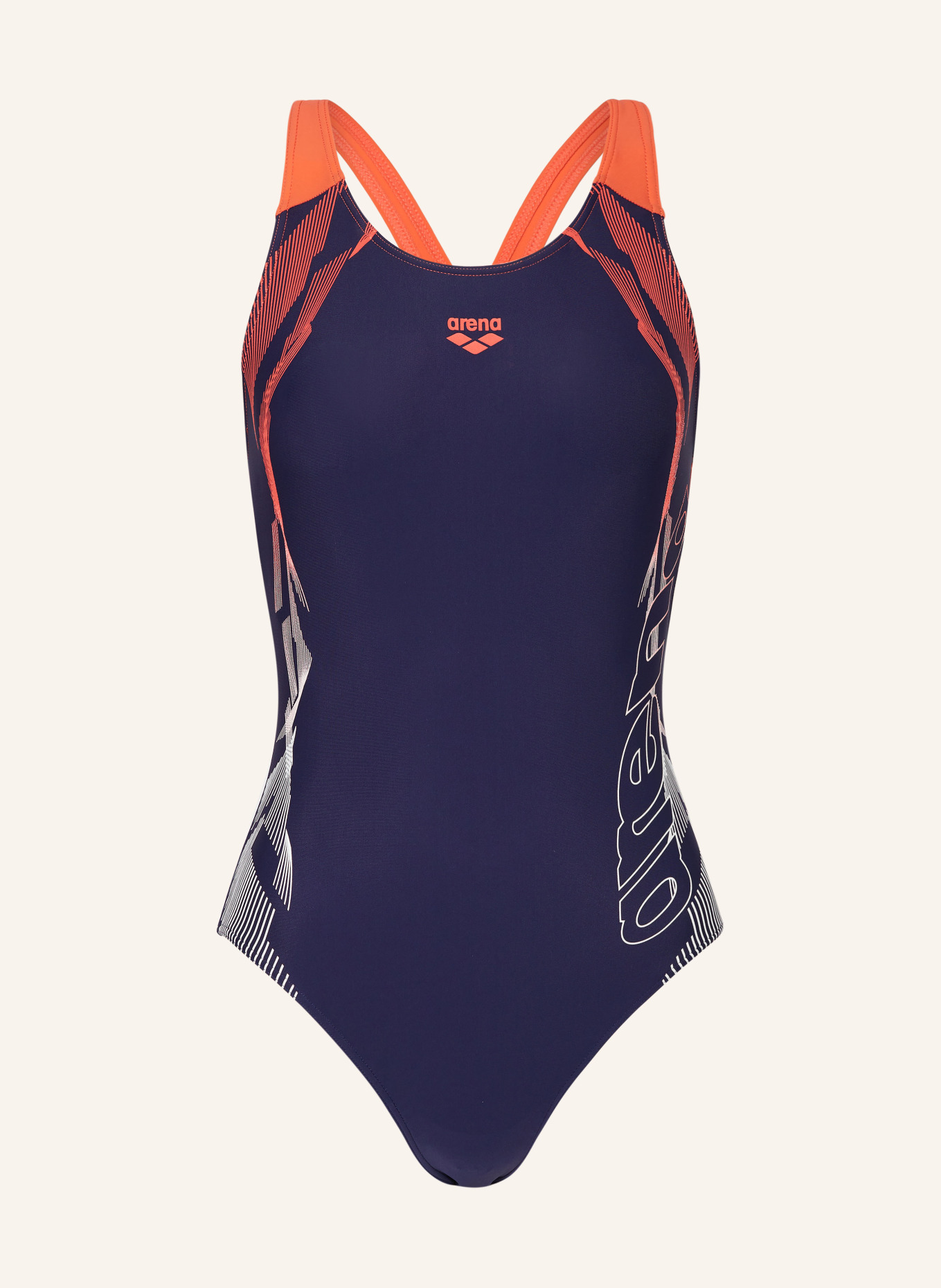 arena Swimsuit GLEAM with UV protection, Color: DARK BLUE/ LIGHT RED/ WHITE (Image 1)