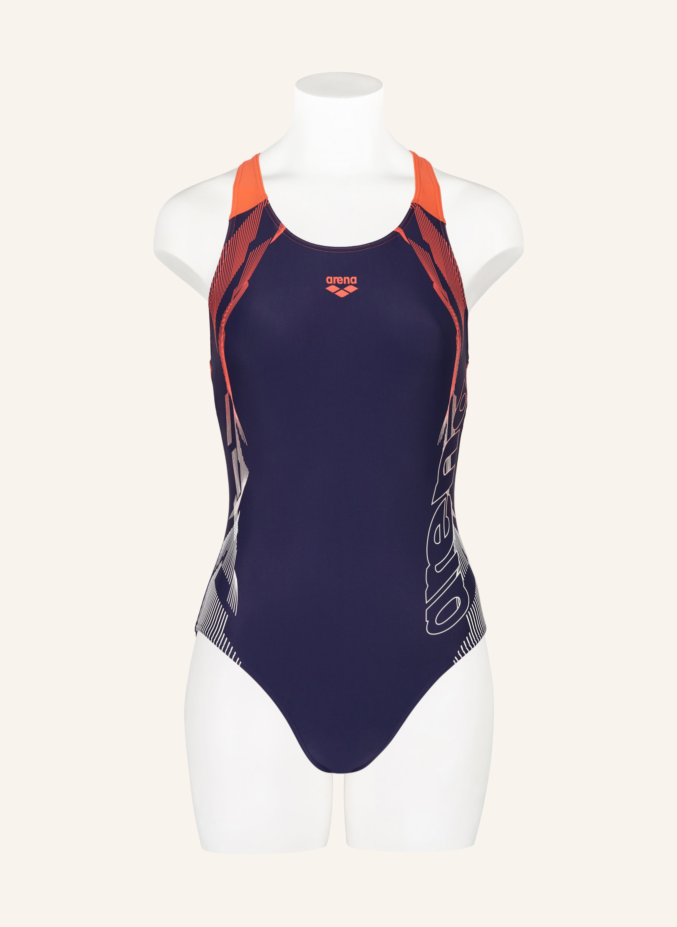 arena Swimsuit GLEAM with UV protection, Color: DARK BLUE/ LIGHT RED/ WHITE (Image 2)