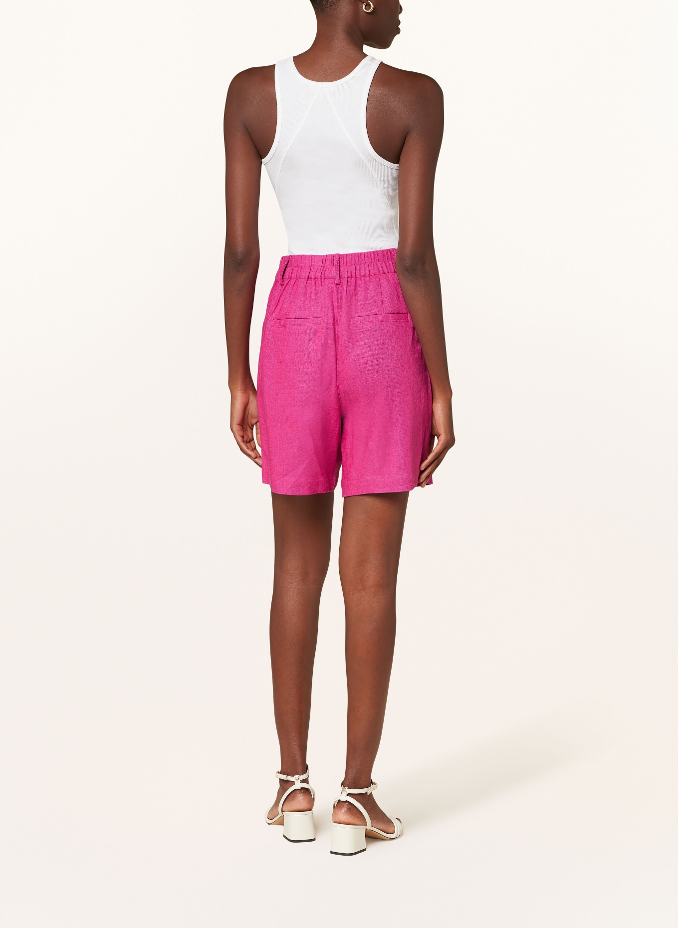 Y.A.S. Shorts with linen, Color: PINK (Image 3)