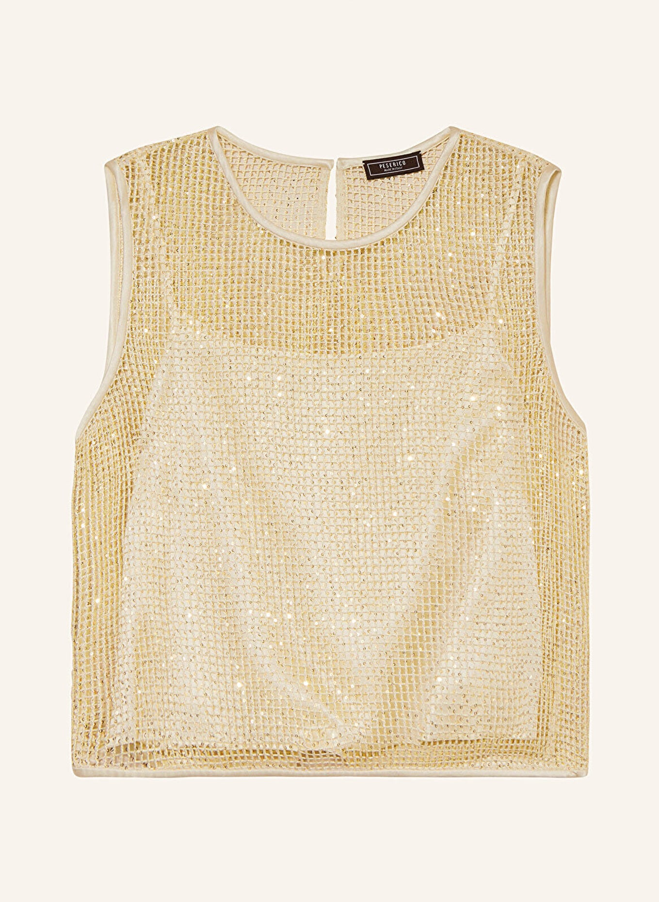 PESERICO Silk top with sequins, Color: BEIGE/ GOLD (Image 1)