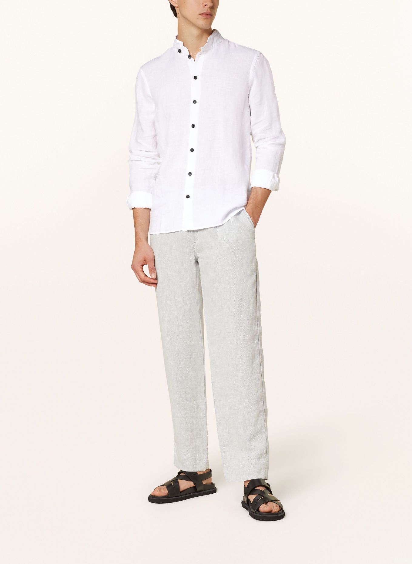 hannes roether Linen shirt MIL29SKE slim fit, Color: WHITE (Image 2)