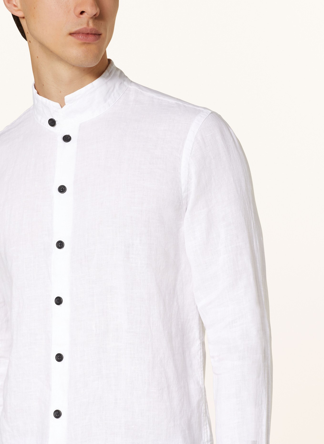 hannes roether Linen shirt MIL29SKE slim fit, Color: WHITE (Image 4)