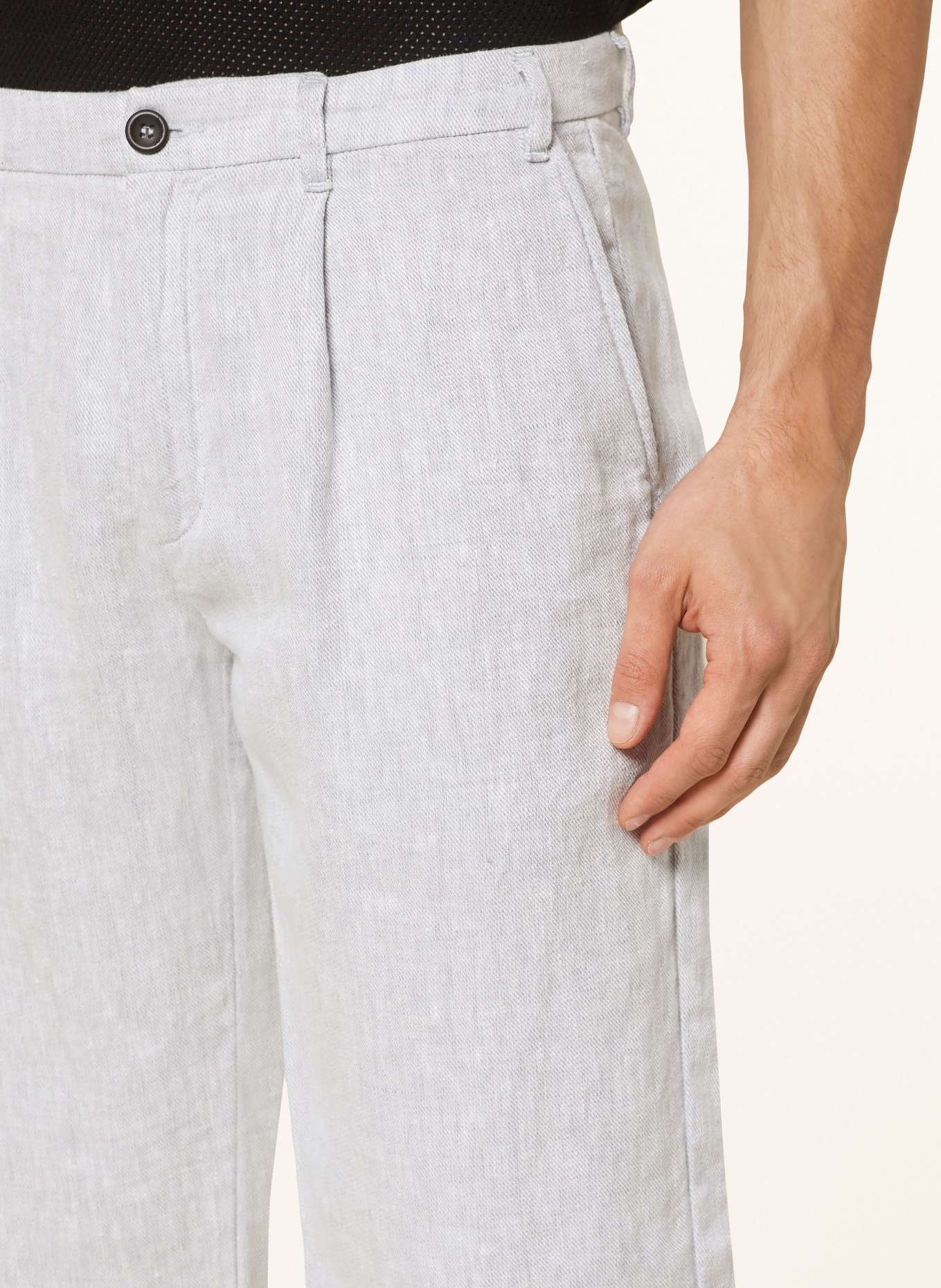 hannes roether Chino Regular Fit aus Leinen, Farbe: HELLGRAU (Bild 6)