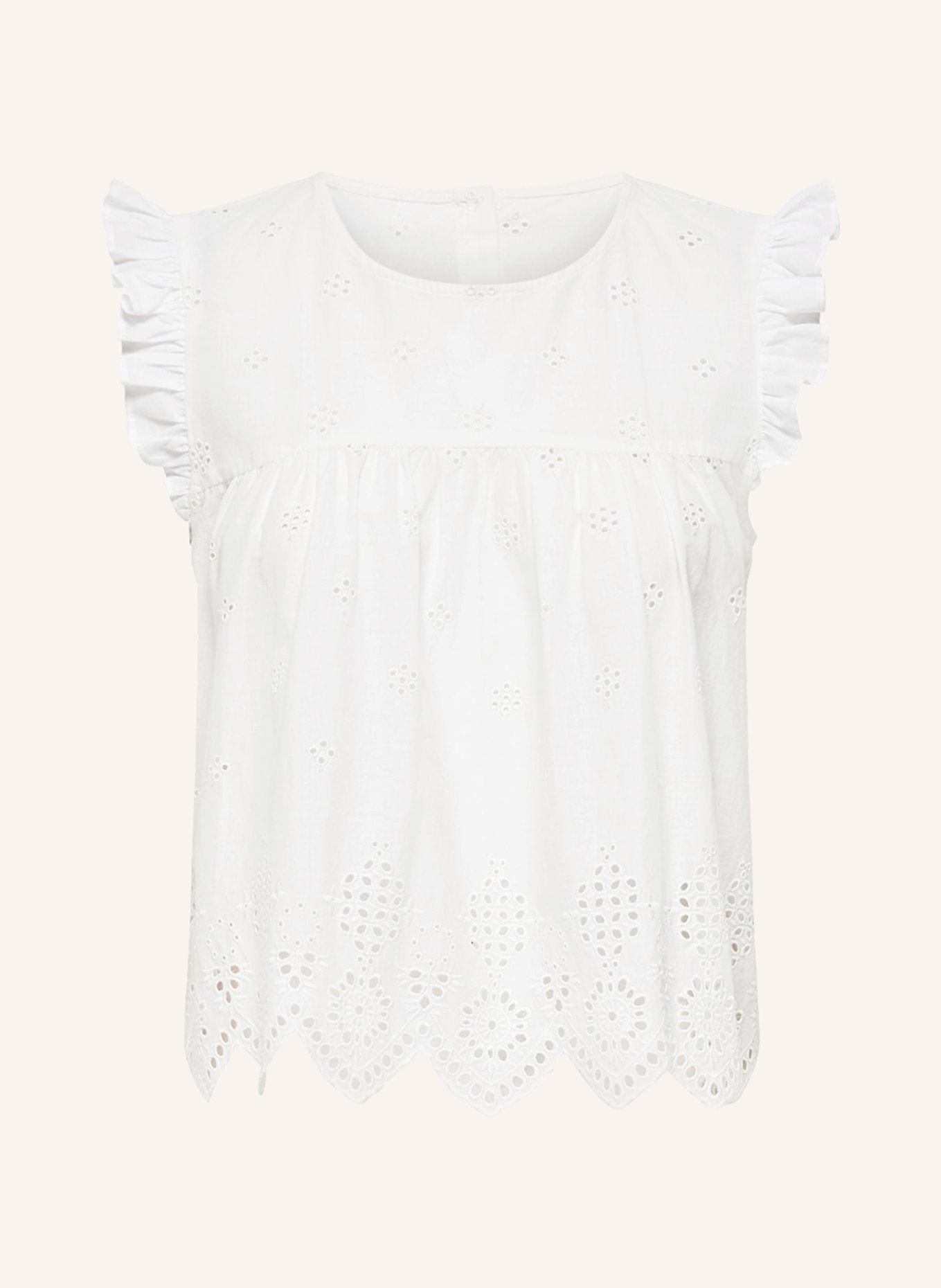 ONLY Blouse top made of broderie anglaise, Color: ECRU (Image 1)