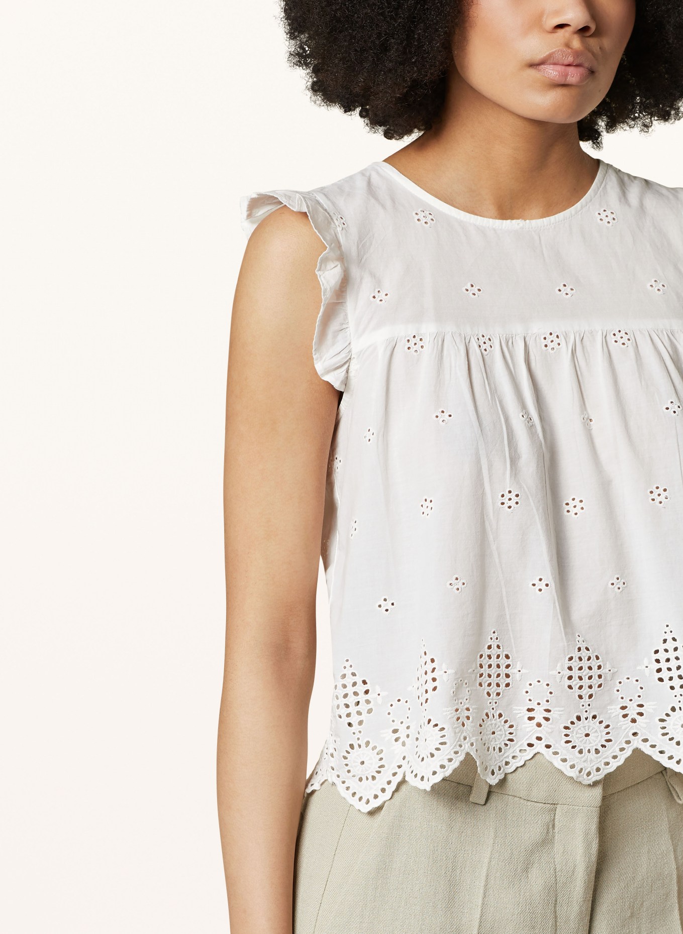 ONLY Blouse top made of broderie anglaise, Color: ECRU (Image 4)