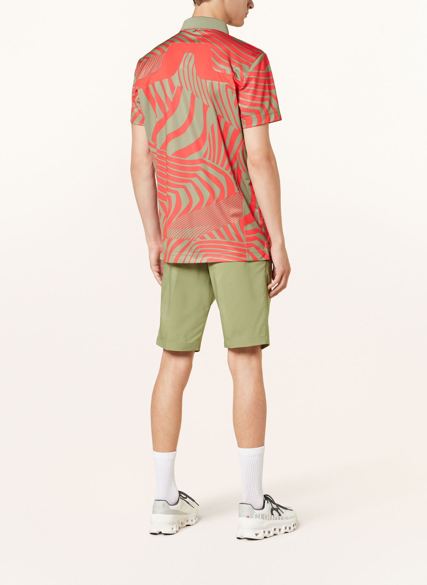 J.LINDEBERG Funktions-Poloshirt: ROT / OLIV