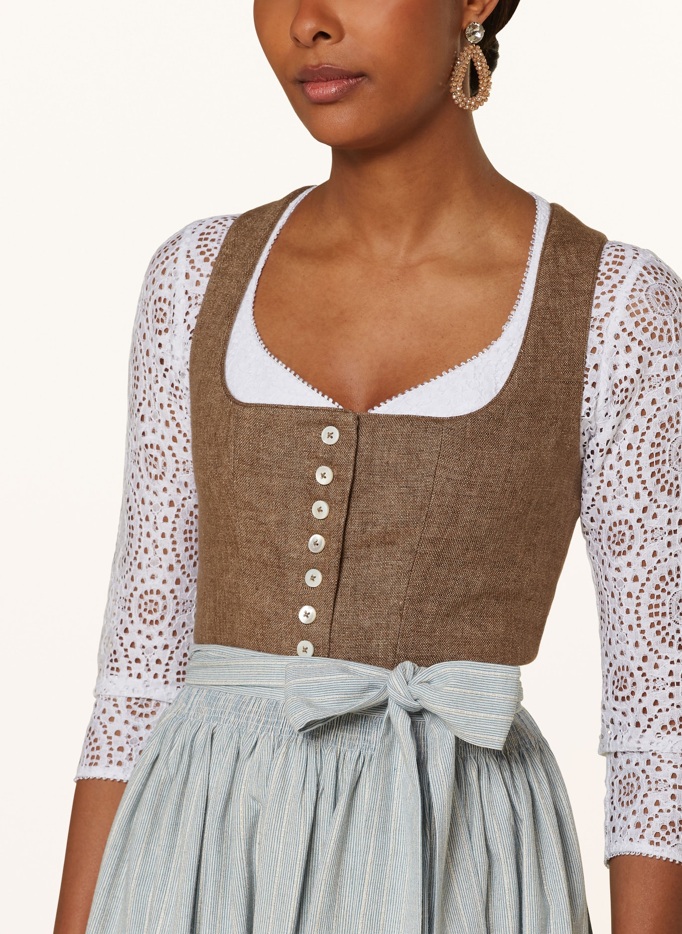 Hammerschmid Dirndl PILLERSEE mit Leinen, Farbe: BRAUN/ TÜRKIS (Bild 4)
