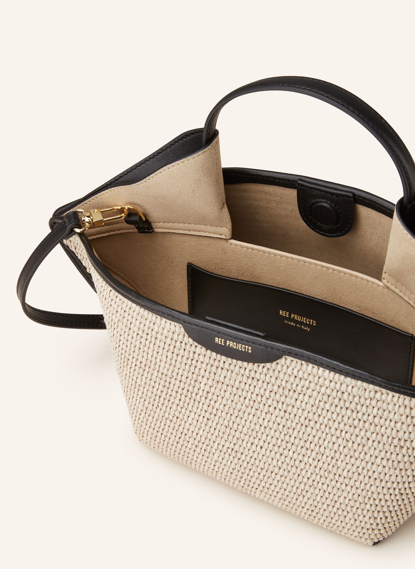 REE PROJECTS Handbag ANN MINI, Color: BEIGE/ BLACK (Image 3)