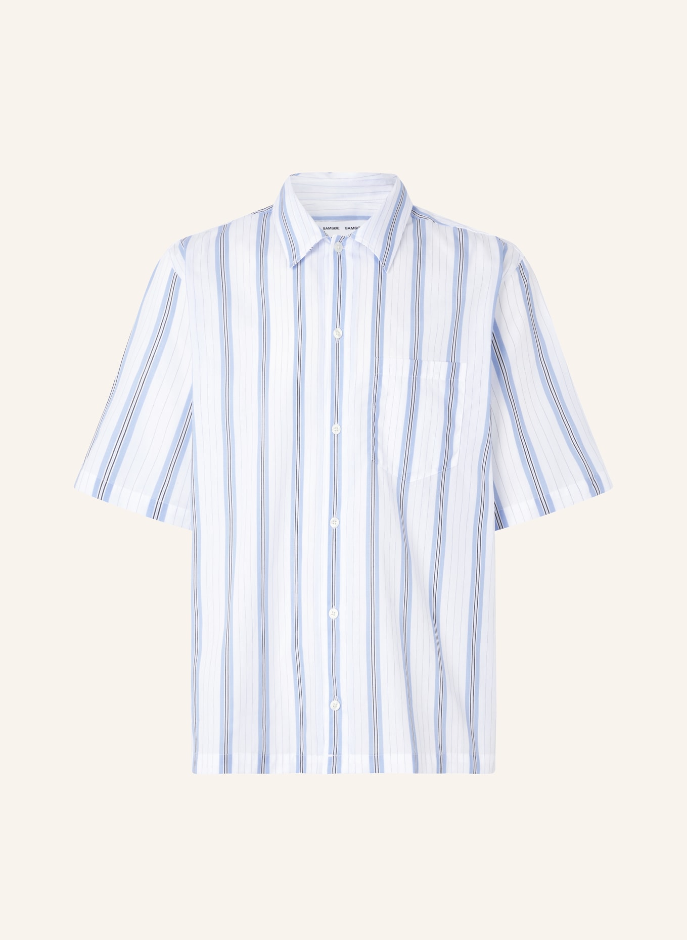 SAMSØE  SAMSØE Short sleeve shirt SAAYO comfort fit, Color: LIGHT BLUE/ WHITE (Image 1)