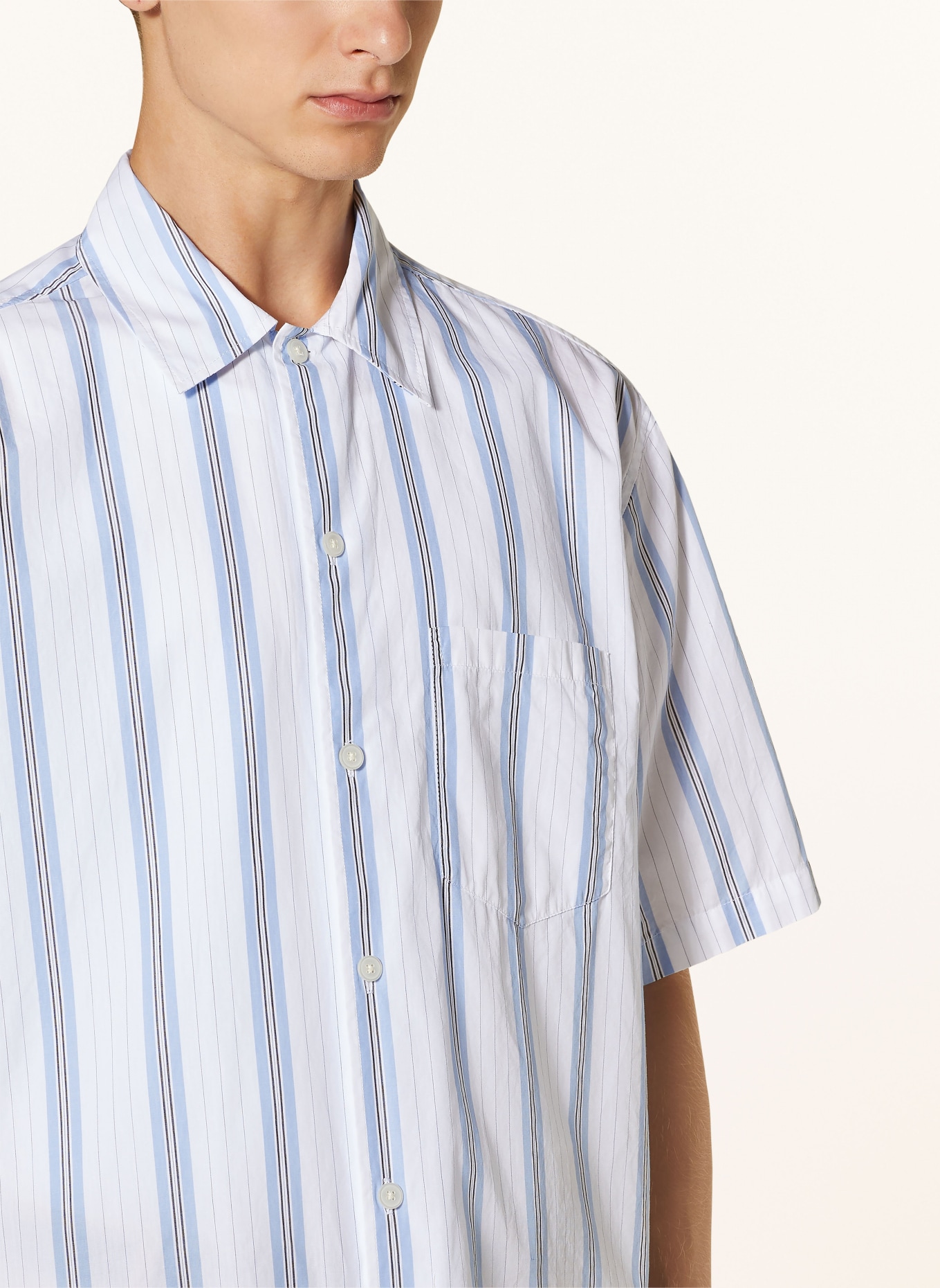 SAMSØE  SAMSØE Short sleeve shirt SAAYO comfort fit, Color: LIGHT BLUE/ WHITE (Image 4)