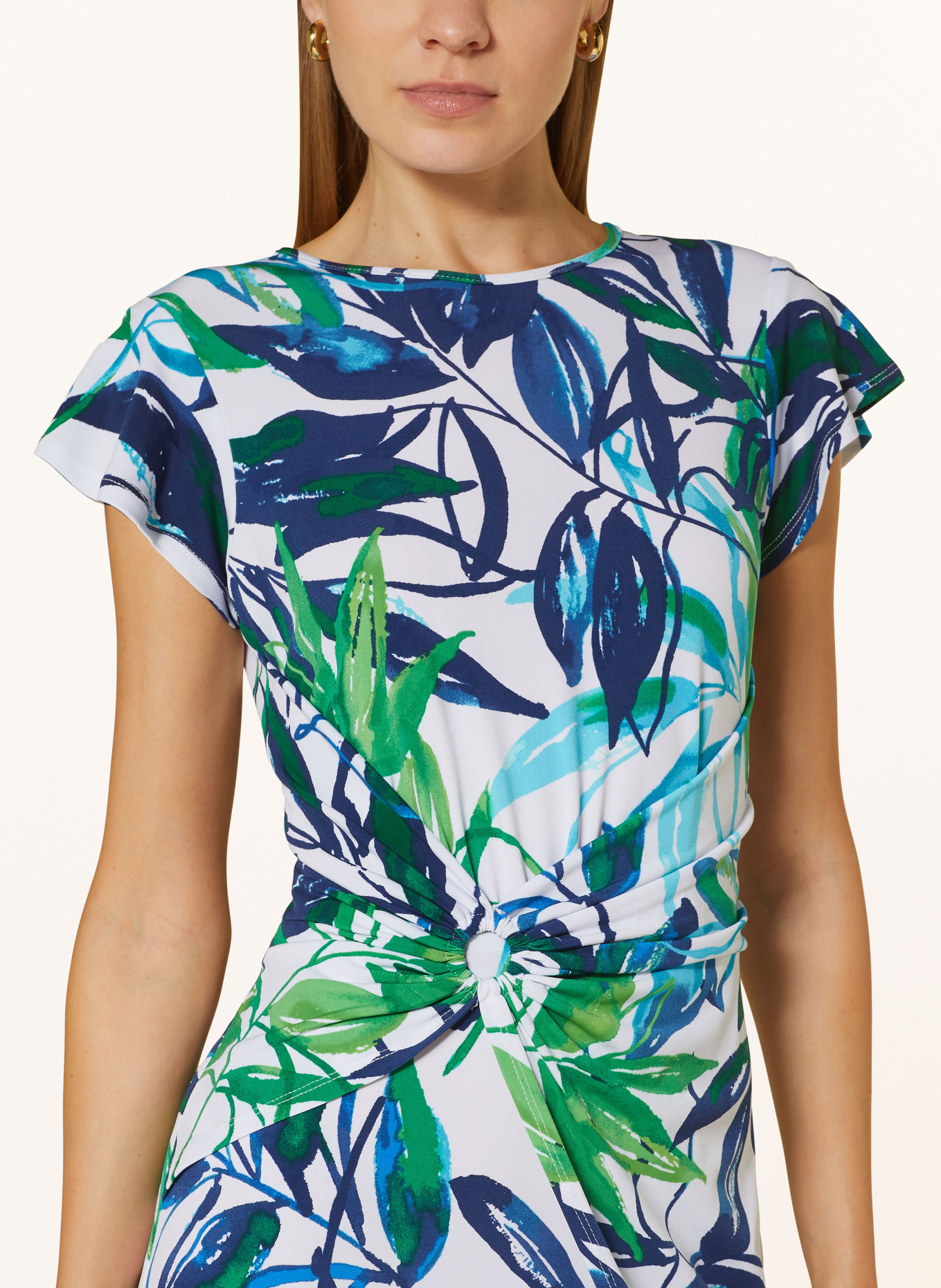 Joseph Ribkoff Dress, Color: CREAM/ BLUE/ GREEN (Image 4)