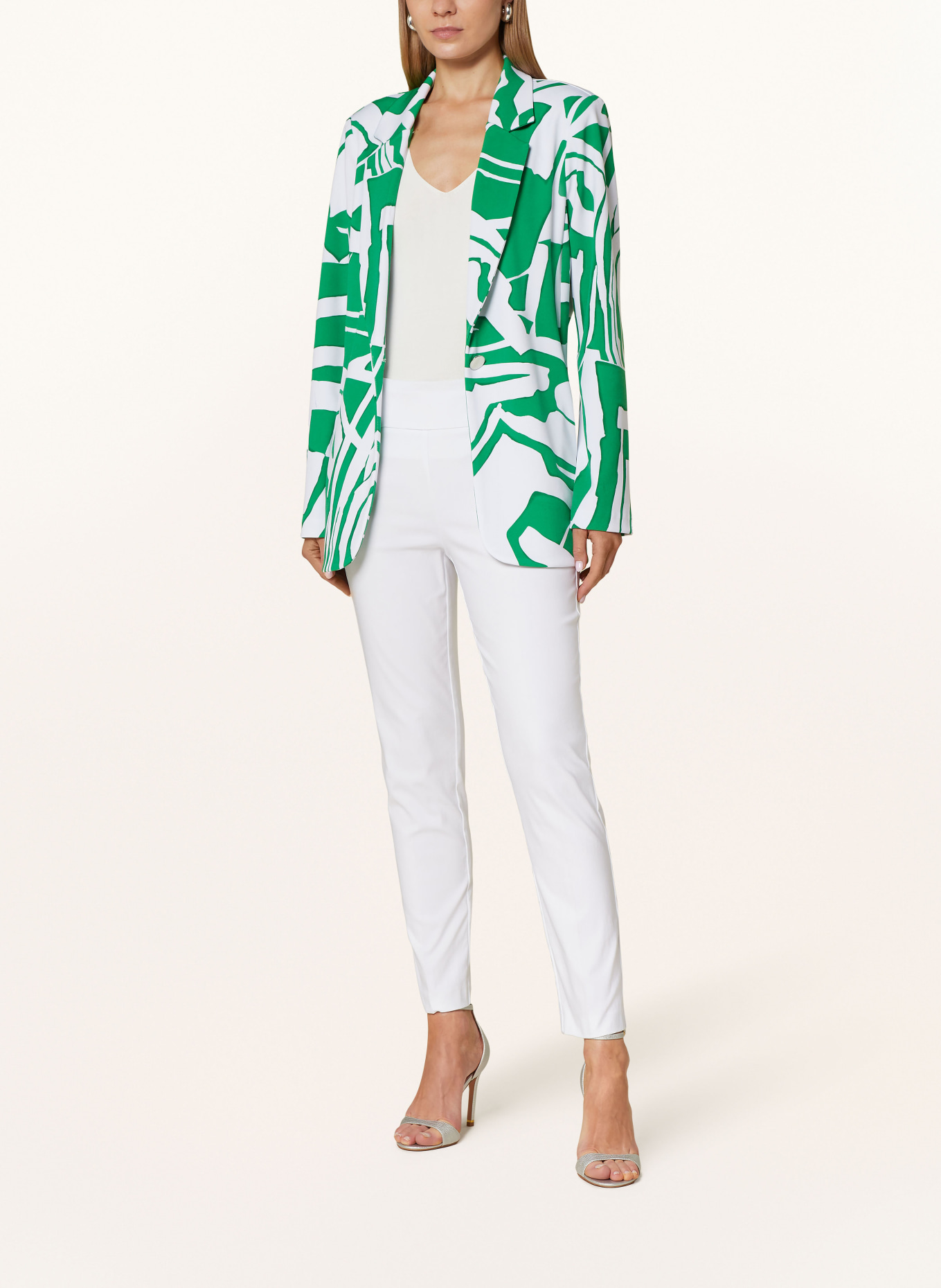 Joseph Ribkoff Jersey blazer, Color: WHITE/ GREEN (Image 2)