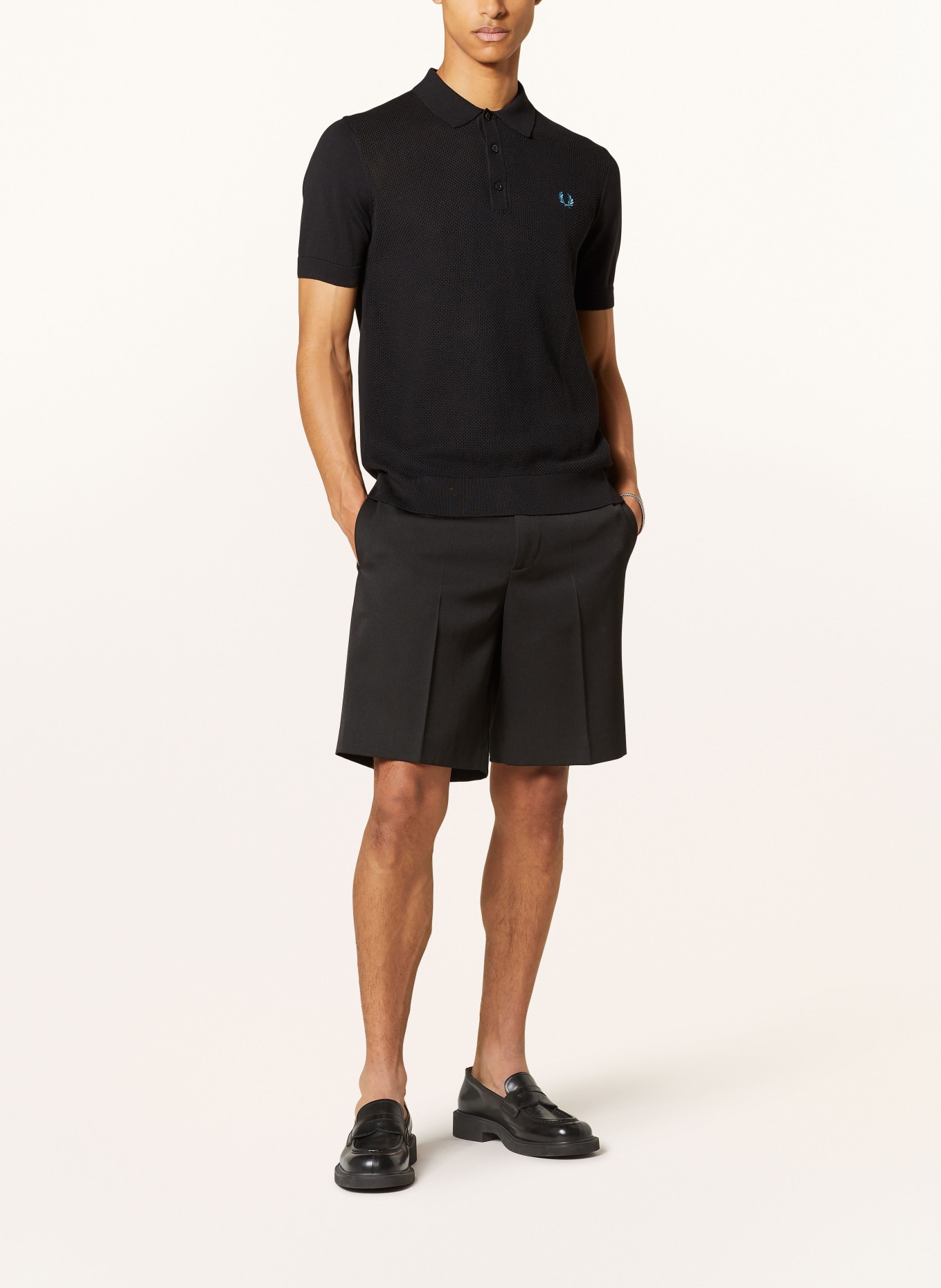 FRED PERRY Knitted polo shirt, Color: BLACK (Image 2)