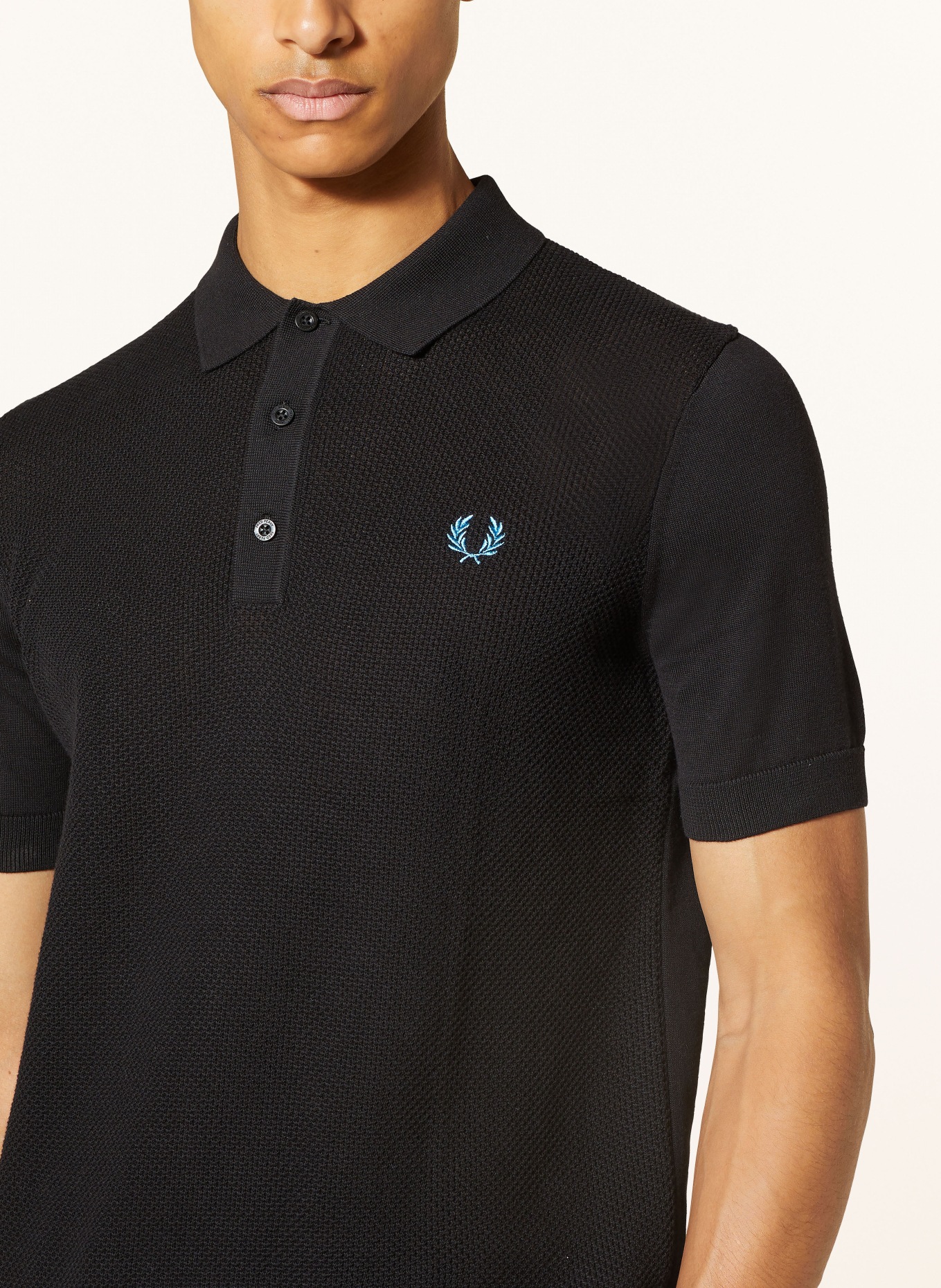 FRED PERRY Knitted polo shirt, Color: BLACK (Image 4)