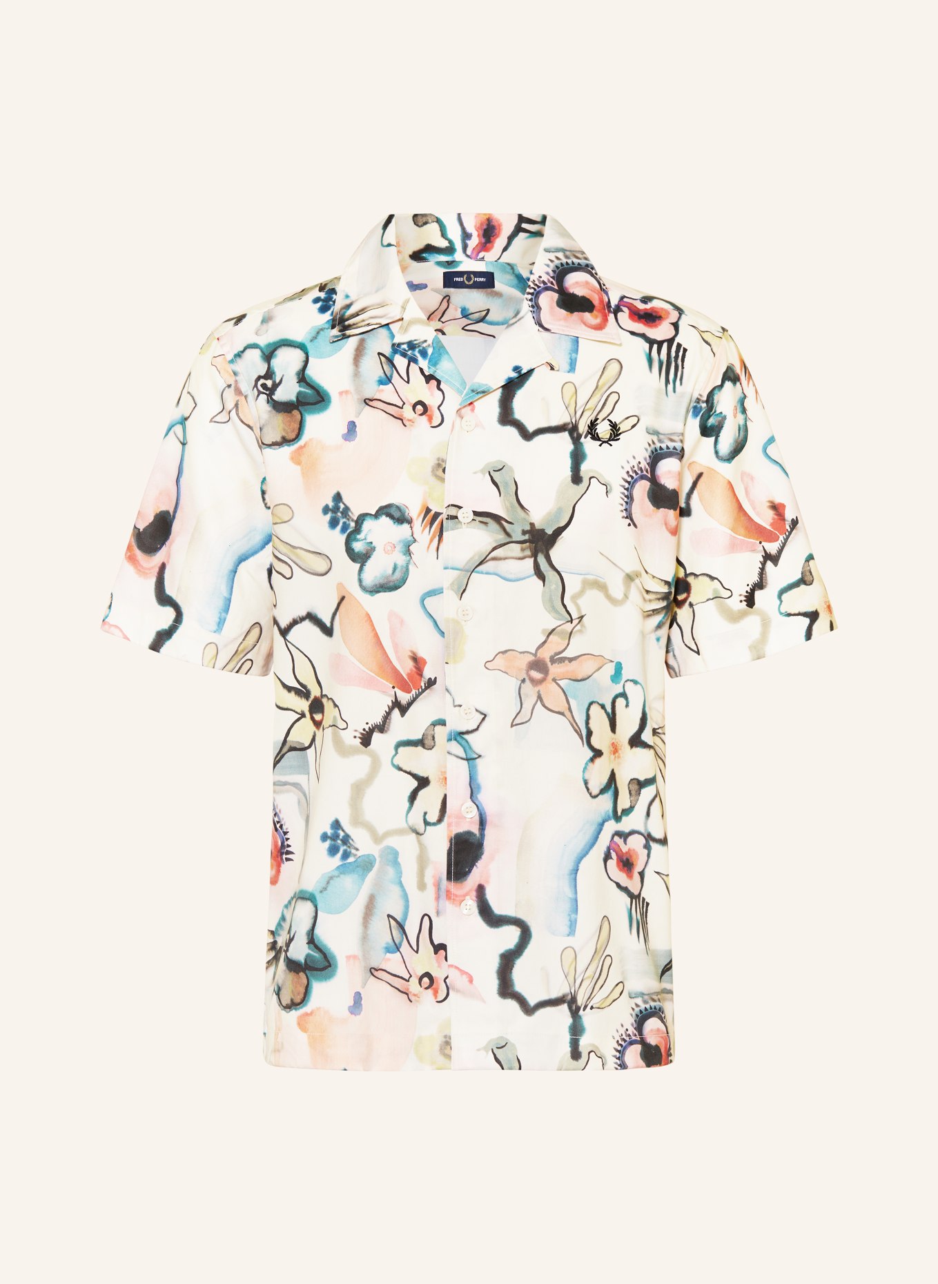 FRED PERRY Resorthemd Comfort Fit, Farbe: HELLGELB/ ORANGE/ PETROL (Bild 1)