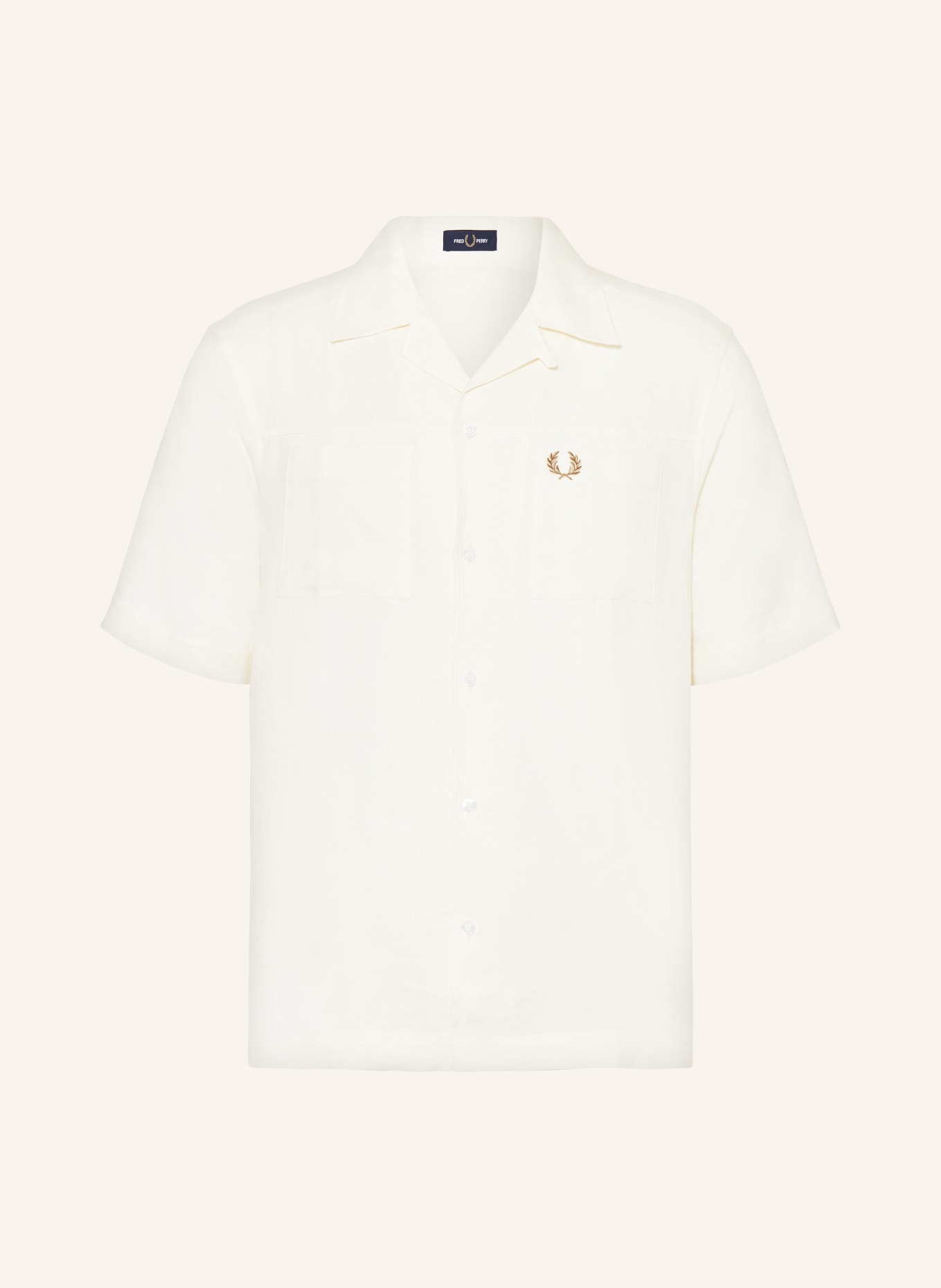 FRED PERRY Resort shirt comfort fit in linen, Color: ECRU (Image 1)