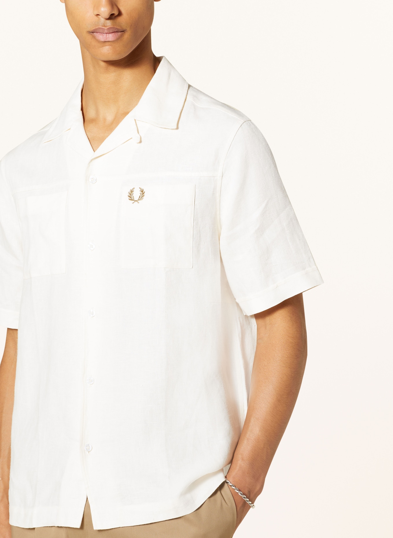 FRED PERRY Resort shirt comfort fit in linen, Color: ECRU (Image 4)
