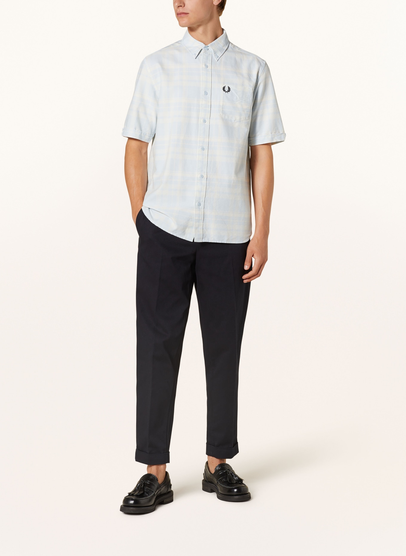 FRED PERRY Short sleeve shirt M7823 regular fit, Color: LIGHT BLUE/ WHITE (Image 2)