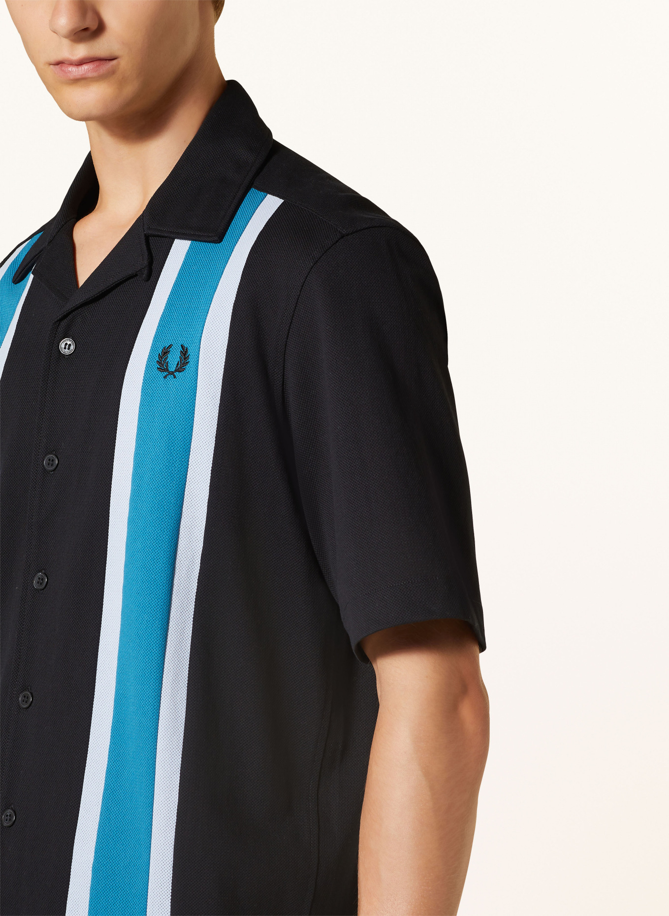 FRED PERRY Short sleeve shirt comfort fit, Color: BLACK/ BLUE (Image 4)