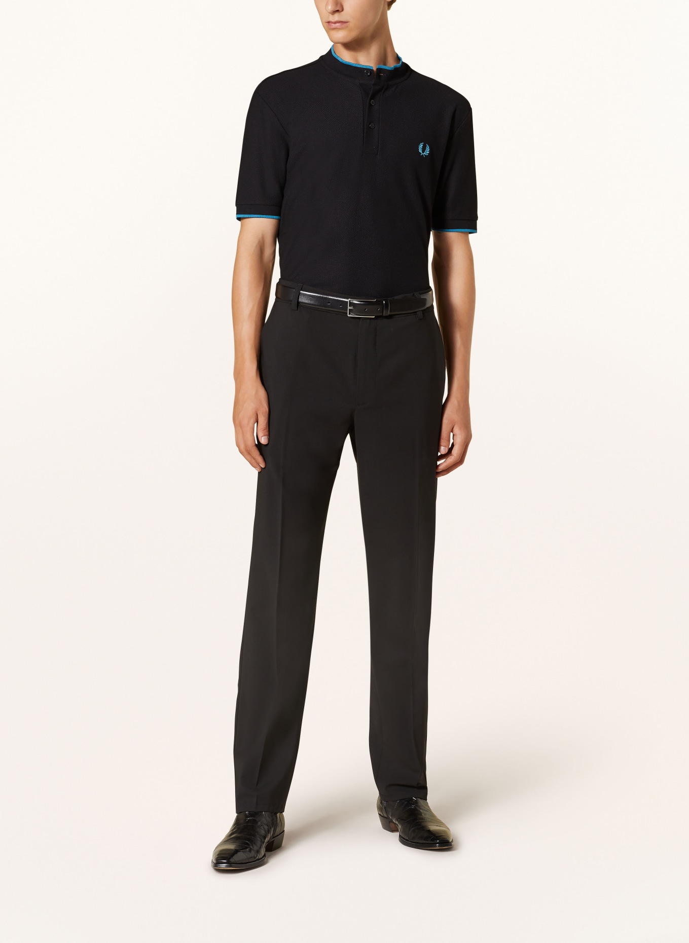 FRED PERRY Piqué polo shirt, Color: BLACK (Image 2)