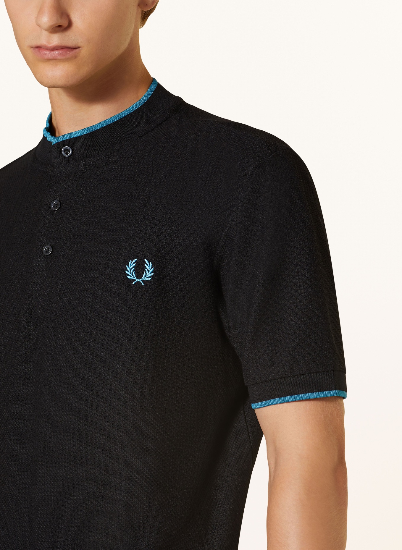 FRED PERRY Piqué polo shirt, Color: BLACK (Image 4)