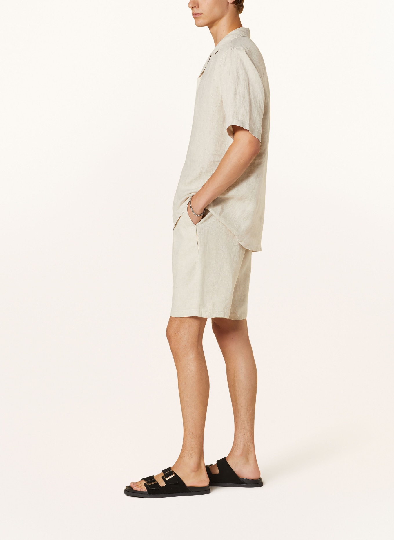 NN.07 Linen shorts SEB, Color: BEIGE (Image 4)